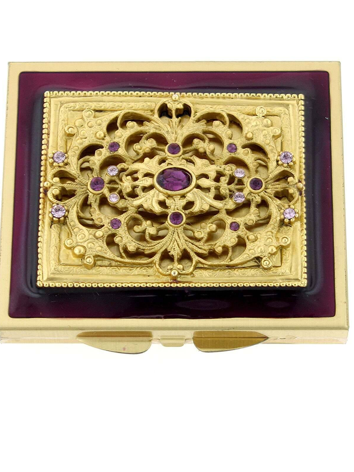 1928 Jewelry Classico In Filigrana Amethyst Crystal Square Compact Mirror
