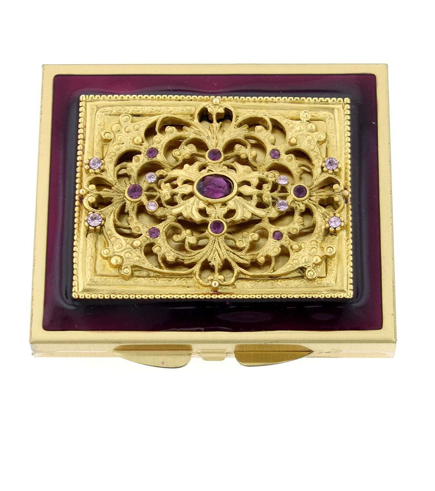 1928 Jewelry Classico In Filigrana Amethyst Crystal Square Compact Mirror