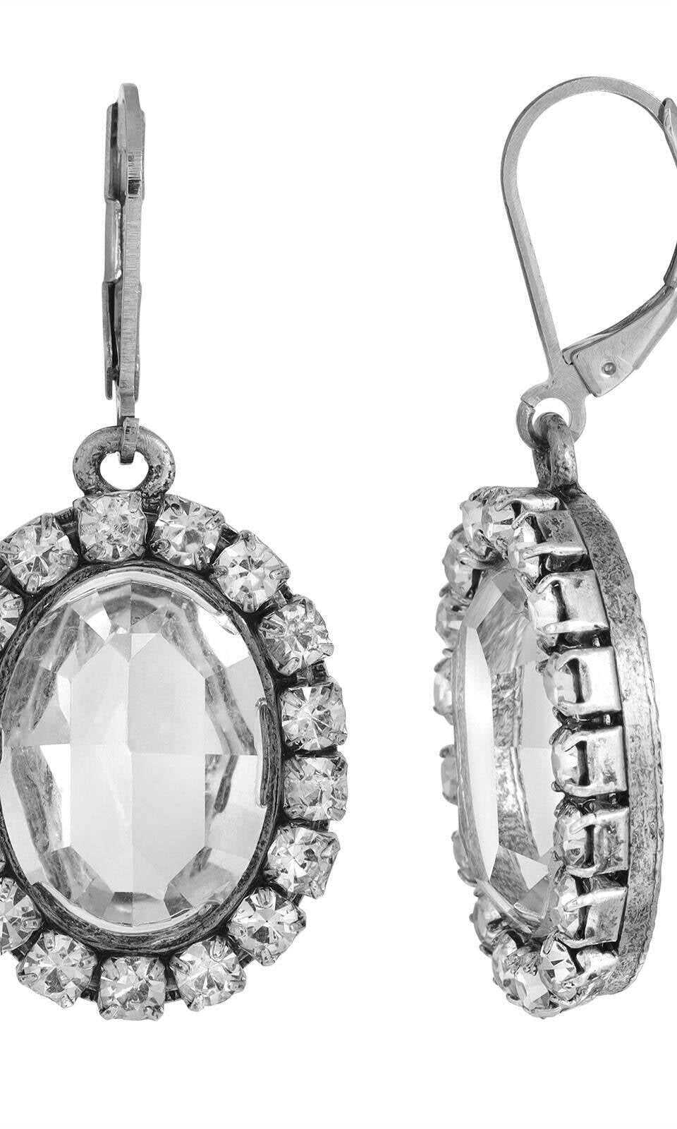1928 Jewelry Oval Vivid Austrian Crystal Drop Earrings