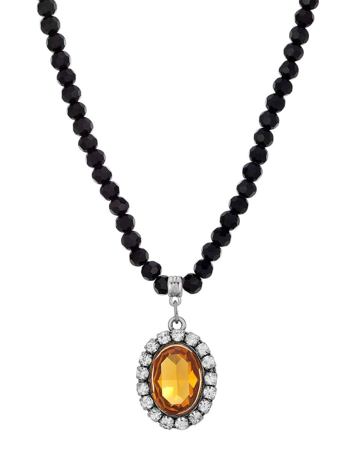 1928 Jewelry Regal Austrian Crystal Pendant Strand Necklace 15" + 3" Extender