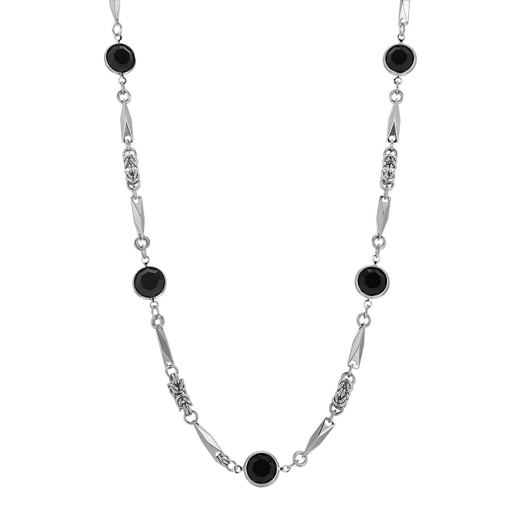 1928 Jewelry Round Channel Crystal Pendant Necklace 24"