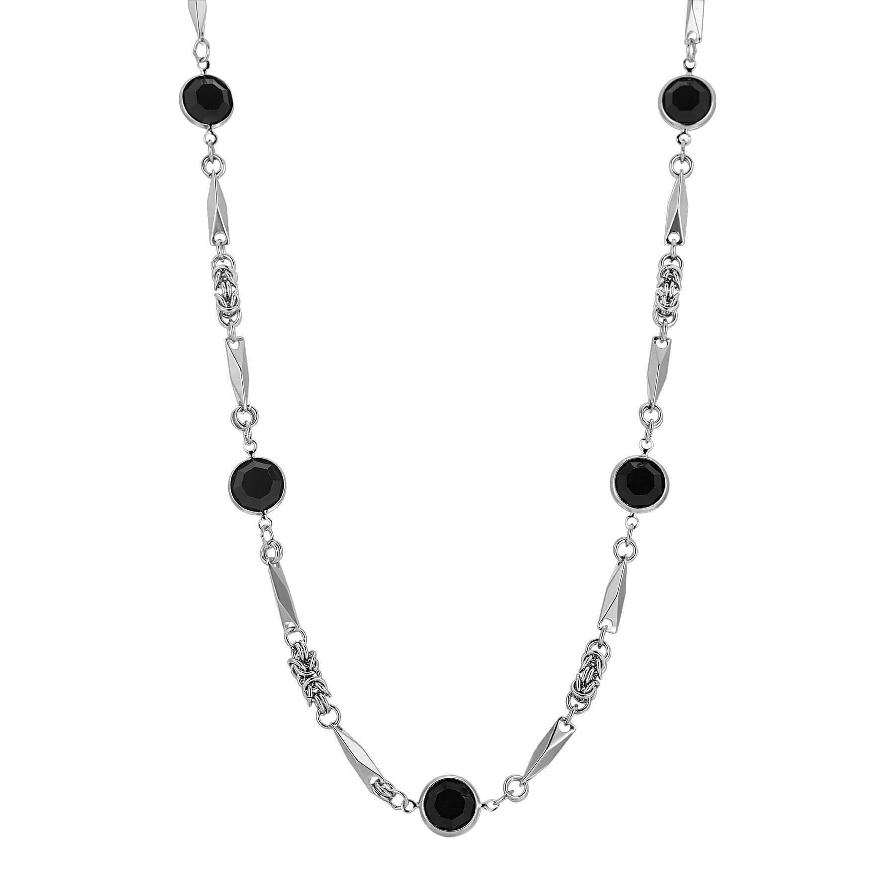 1928 Jewelry Round Channel Crystal Pendant Necklace 24"