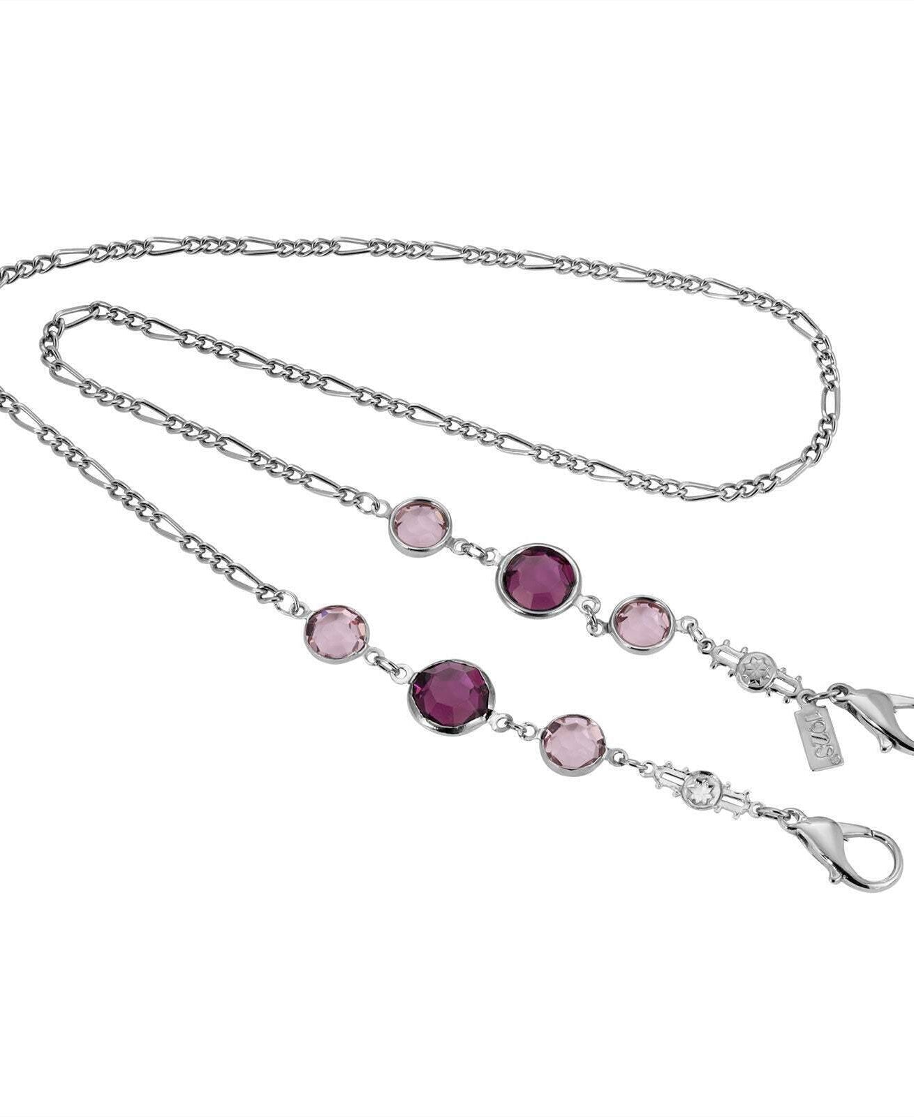 1928 Jewelry Austrian Crystal Channel Face Mask Figaro Chain Holder 22 Inch