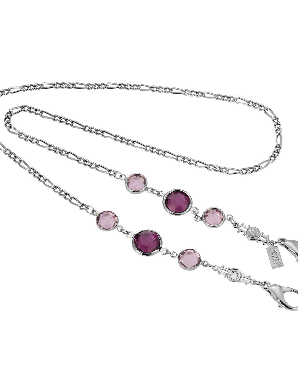 1928 Jewelry Austrian Crystal Channel Face Mask Figaro Chain Holder 22 Inch