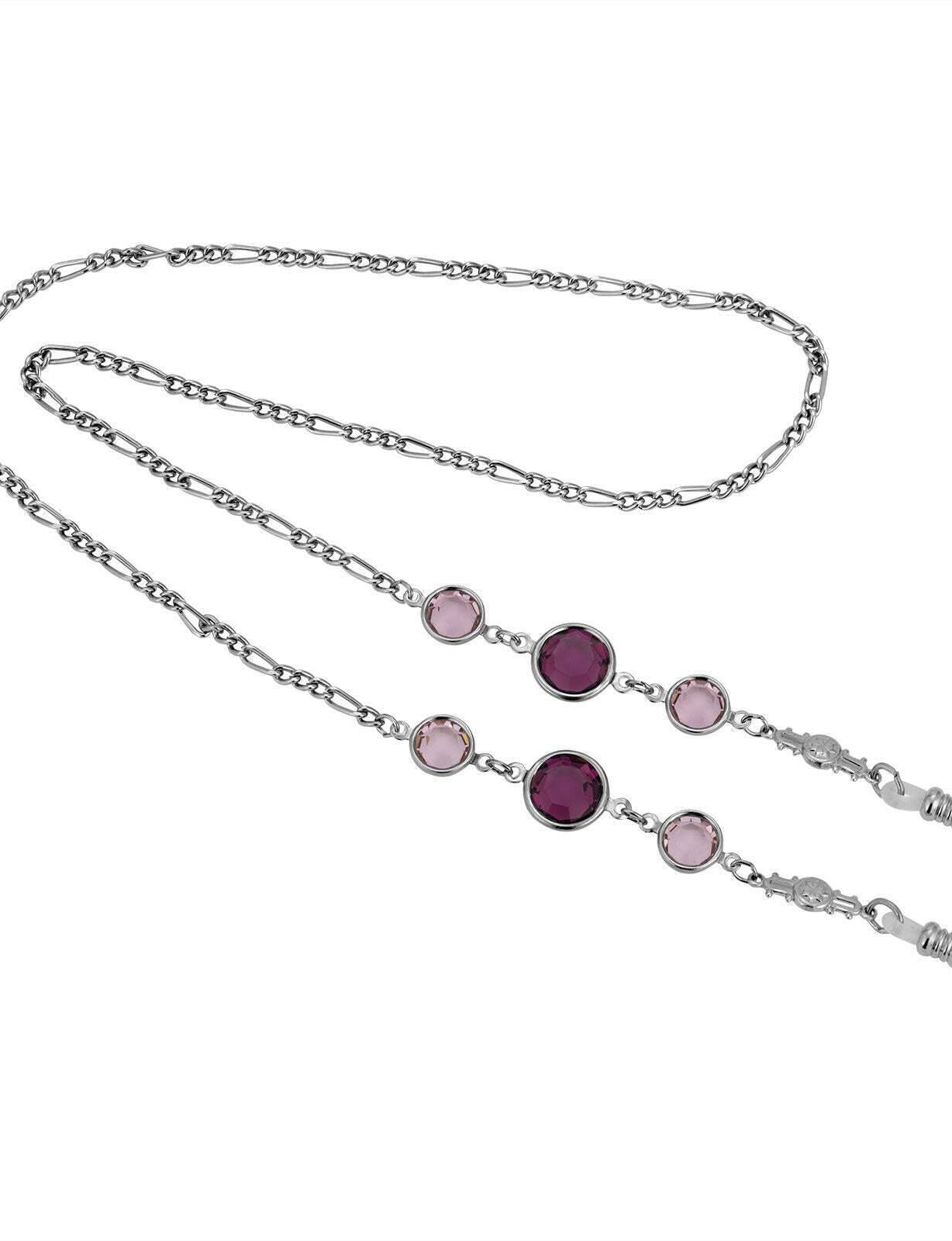 1928 Jewelry Round Austrian Crystal Channel Eyeglass Holder Chain Necklace 24"