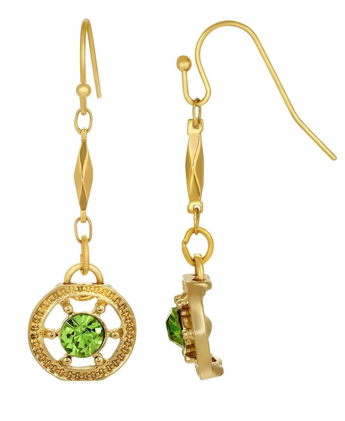 1928 Jewelry Round Ornate Crystal Drop Earrings