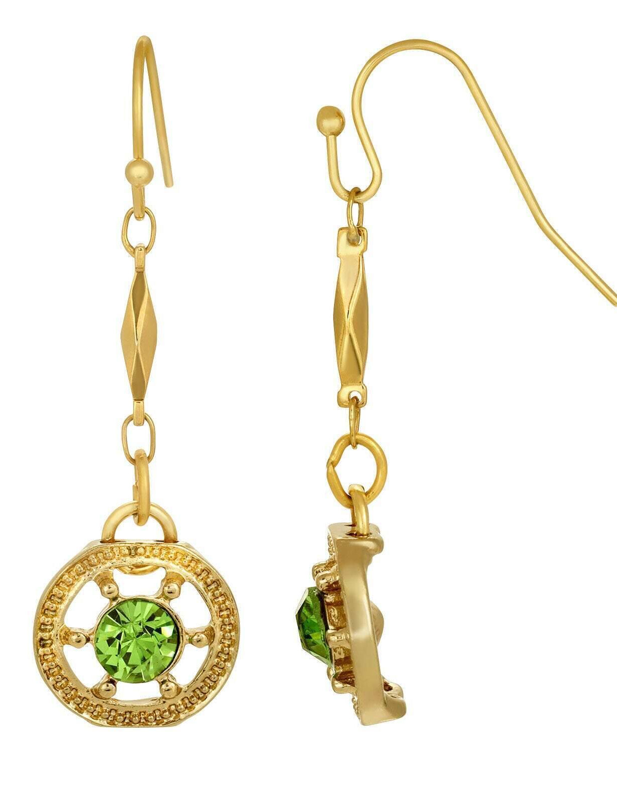 1928 Jewelry Round Ornate Crystal Drop Earrings