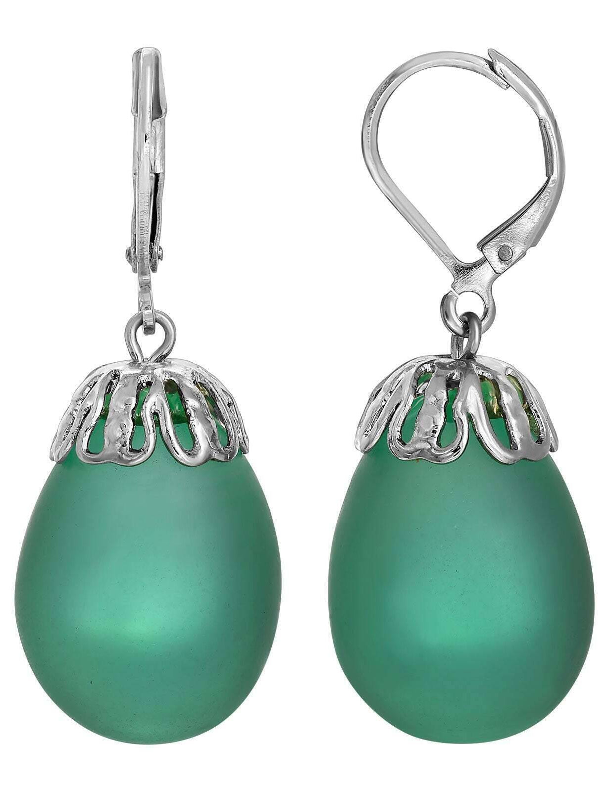 1928 Jewelry Frosted Glass Egg Drop Earrings