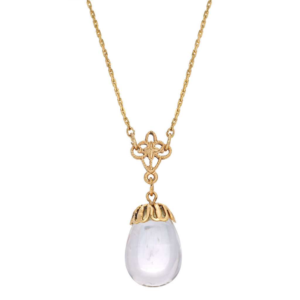Clear Glass Egg Pendant Necklace 16   19 Inch Adjustable