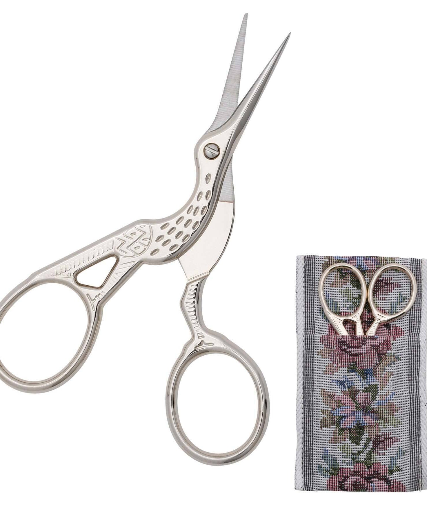 1928 Jewelry Crane Bird Designed Scissors With Pouch