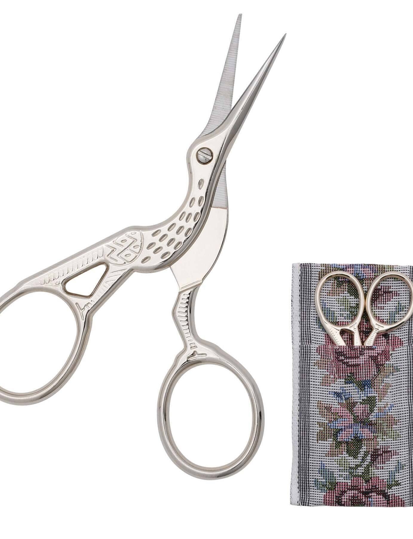 1928 Jewelry Crane Bird Designed Scissors With Pouch