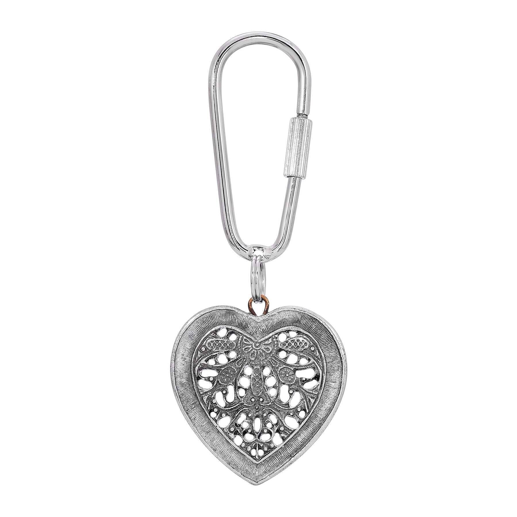 1928 Jewelry Filigree Heart Carabiner Key Chain