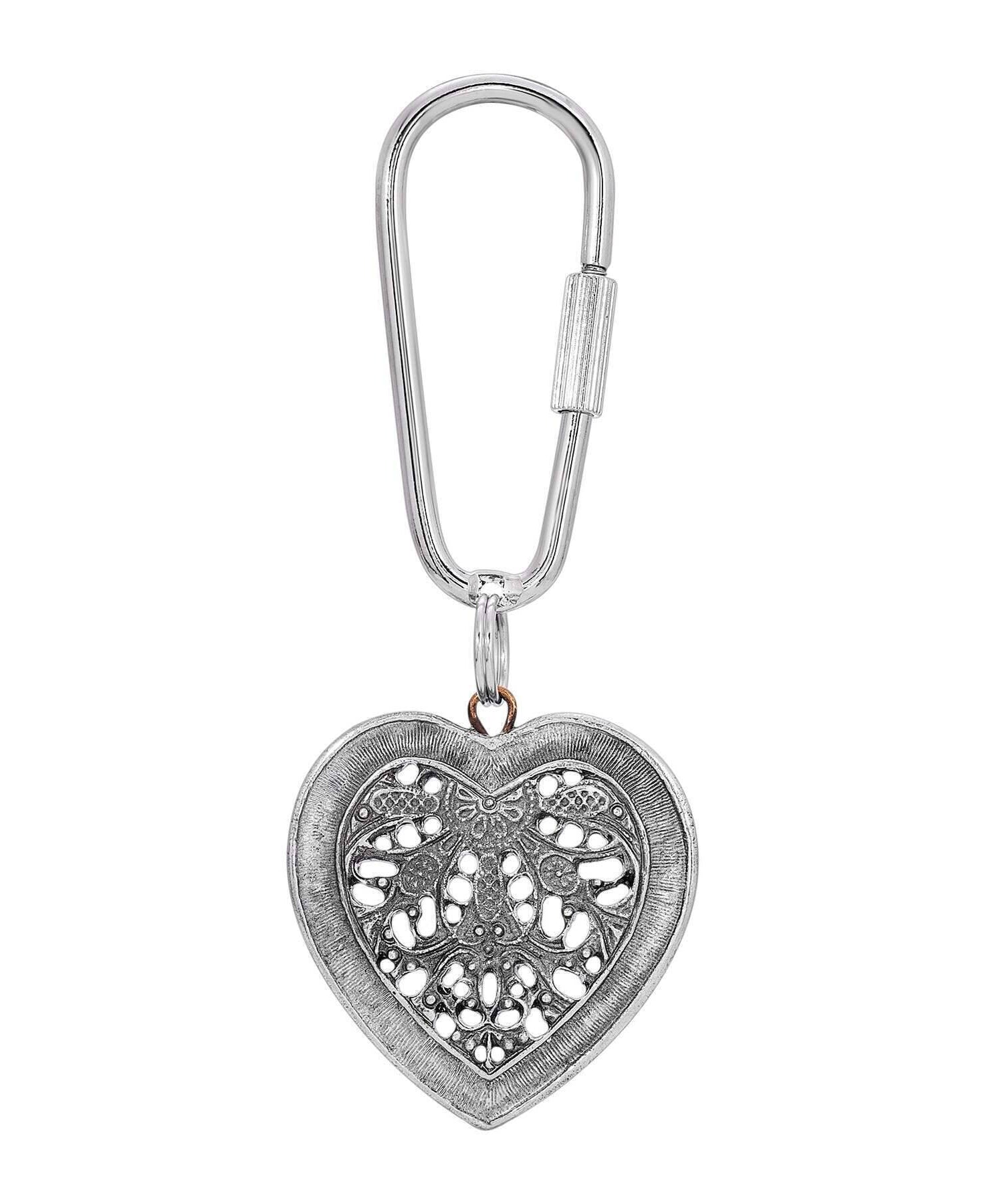 1928 Jewelry Filigree Heart Carabiner Key Chain