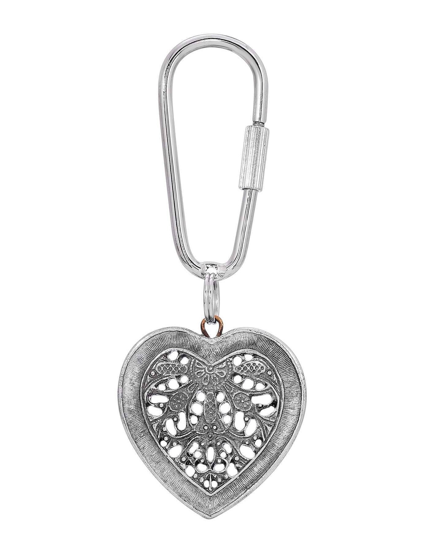 1928 Jewelry Filigree Heart Carabiner Key Chain