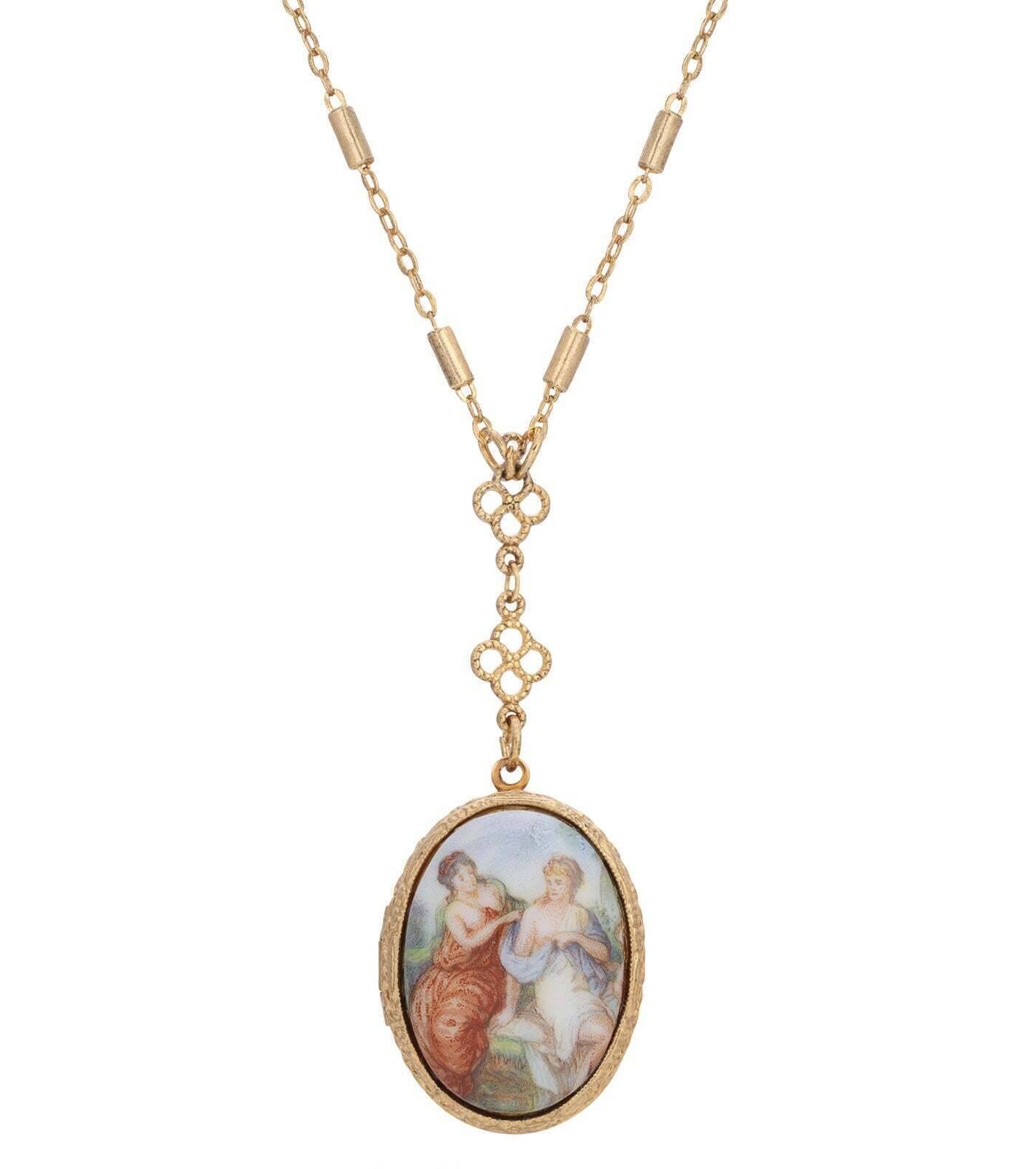 1928 Jewelry Pre-Raphaelite Art Inspired Locket Necklace 28"