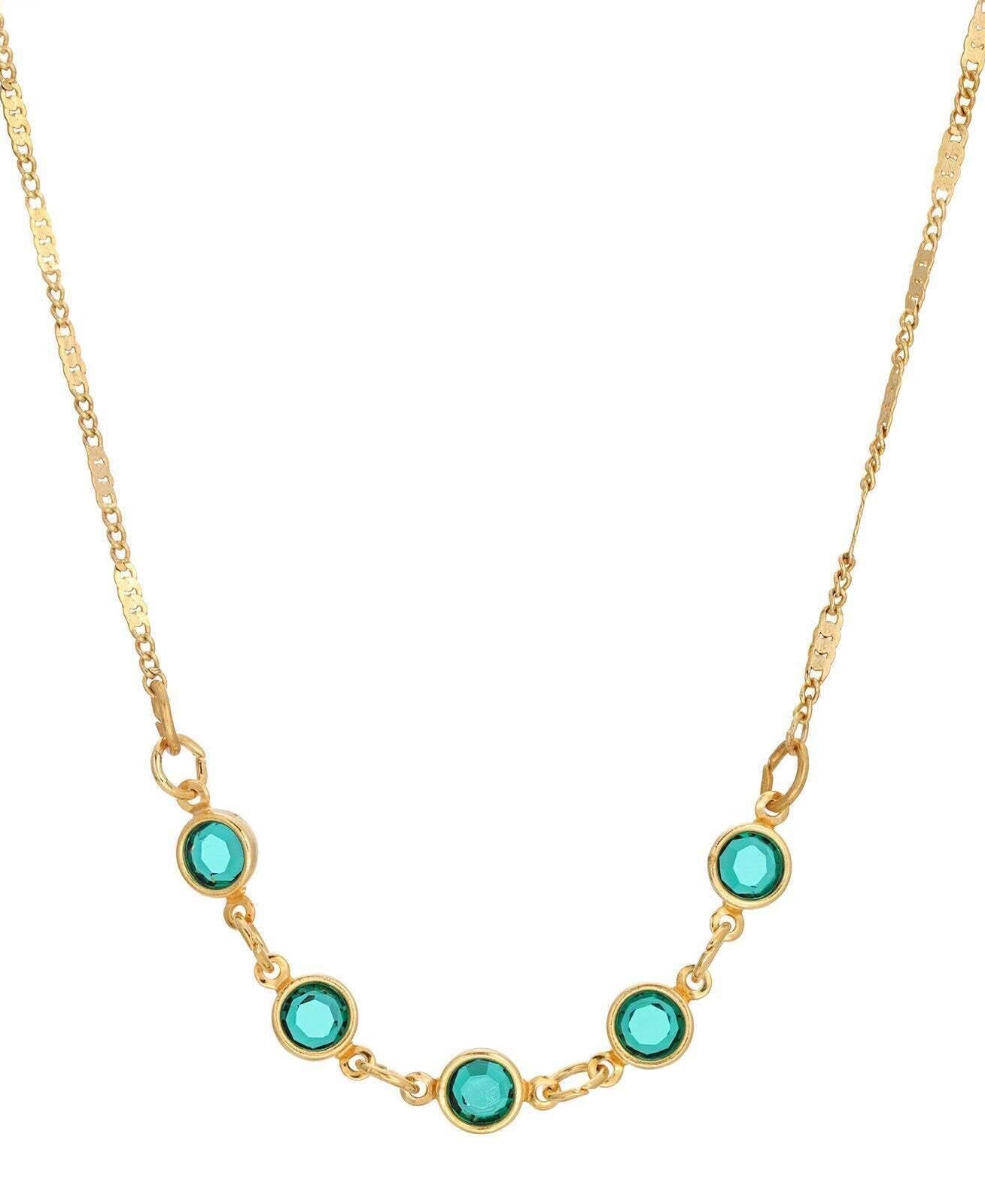 1928 Jewelry Emerald Green European Crystal Channel Necklace 16"