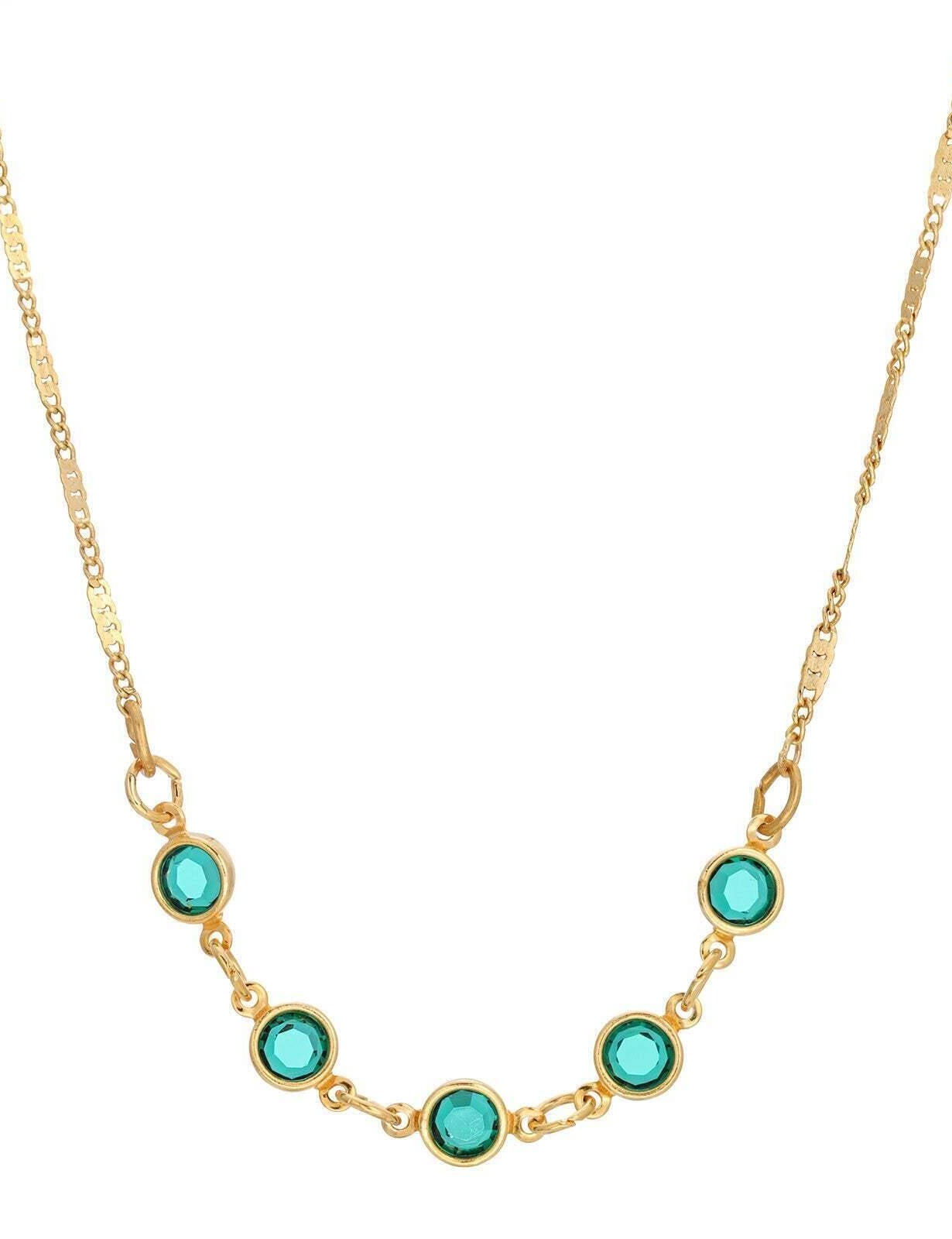 1928 Jewelry Emerald Green European Crystal Channel Necklace 16"