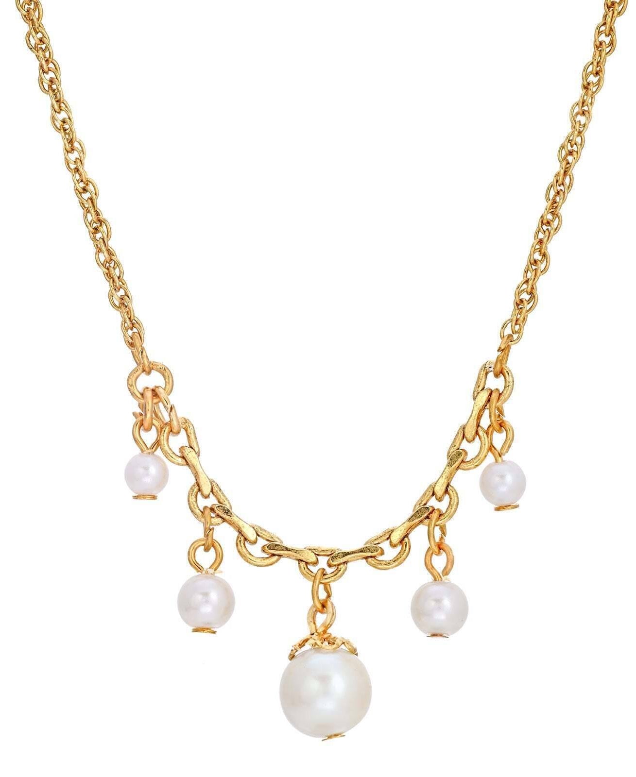 1928 Jewelry Cinque White Faux Pearl Drop Necklace 16"