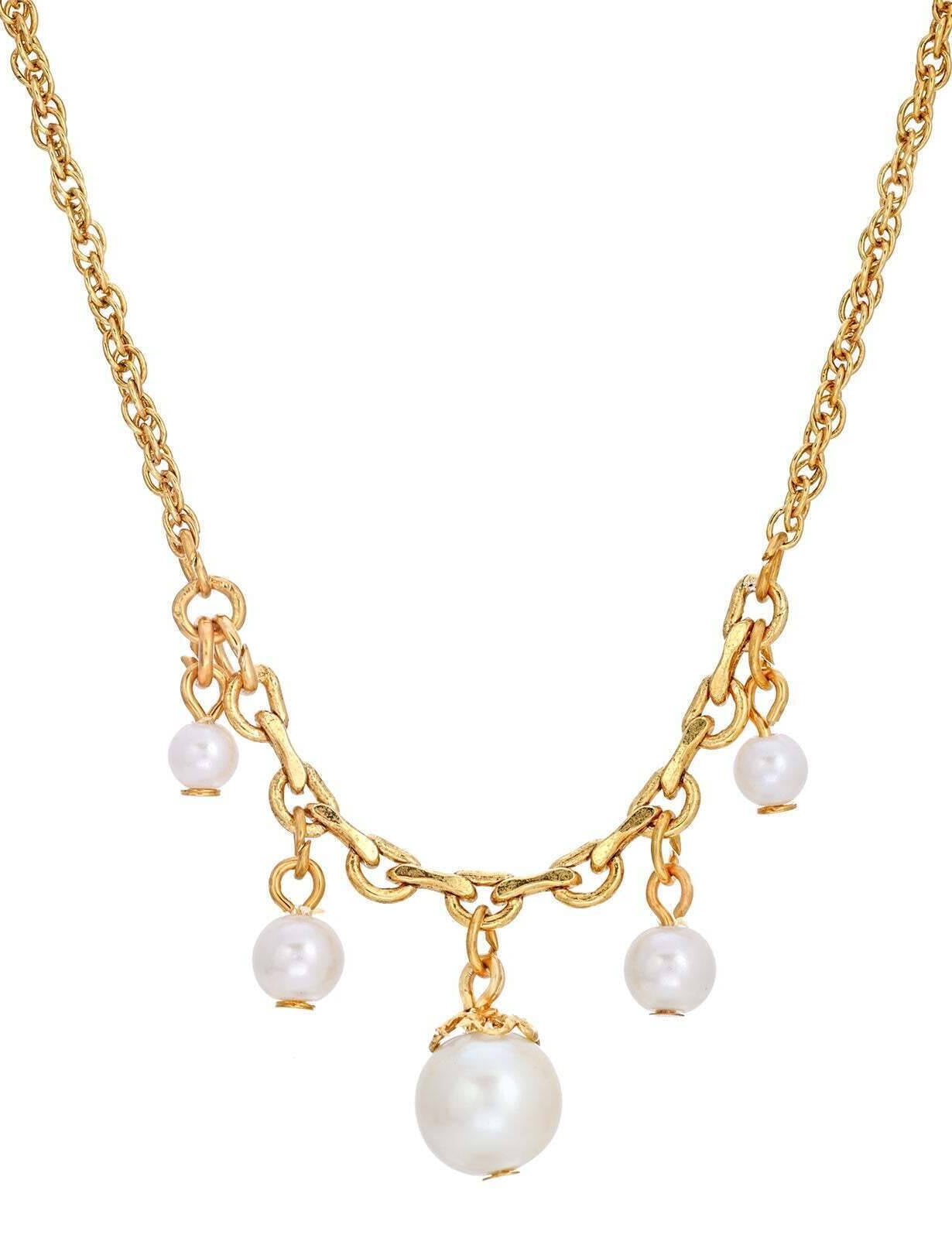 1928 Jewelry Cinque White Faux Pearl Drop Necklace 16"