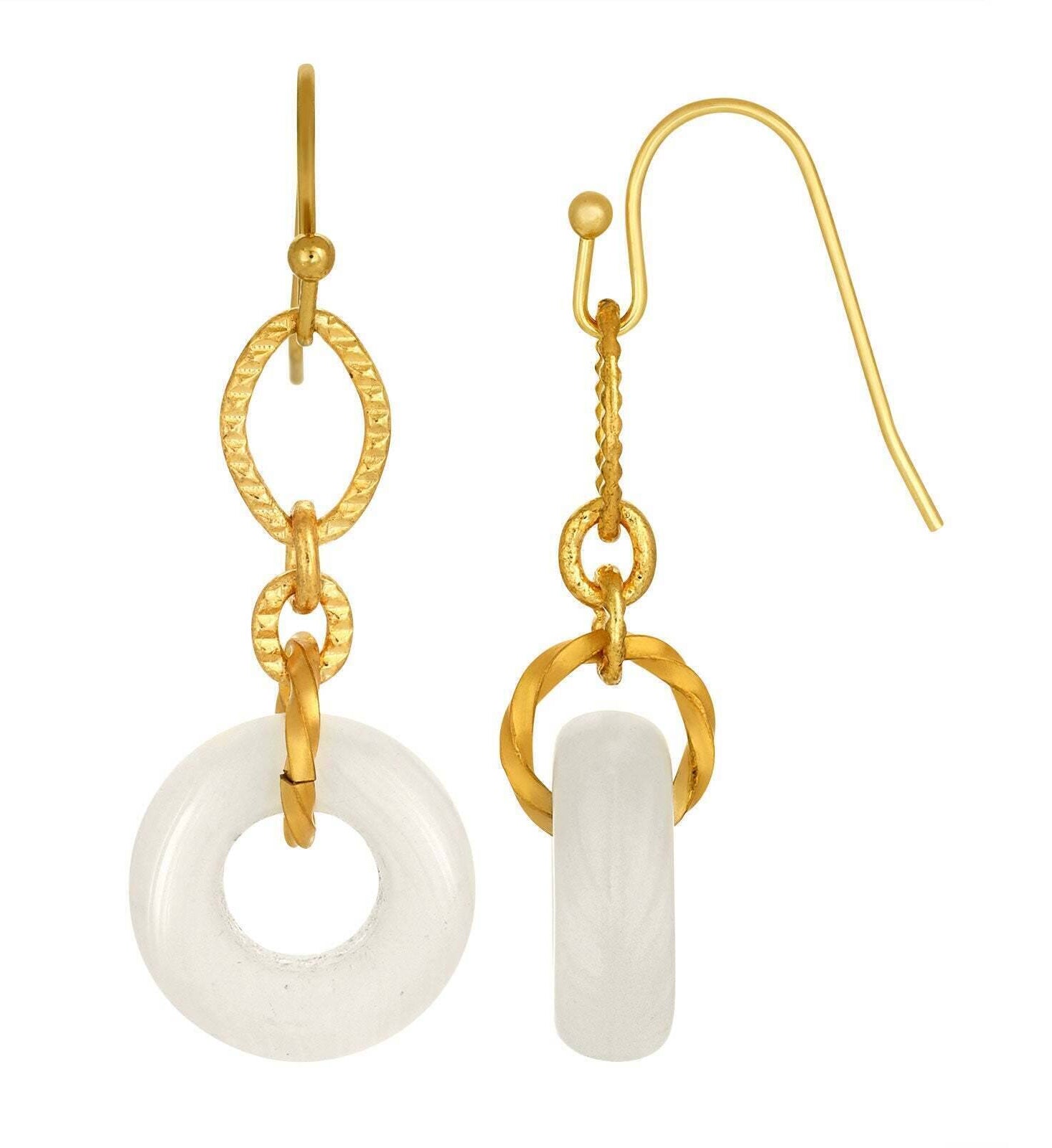 1928 Jewelry Circle Glass Bead Link Fish Hook Earrings