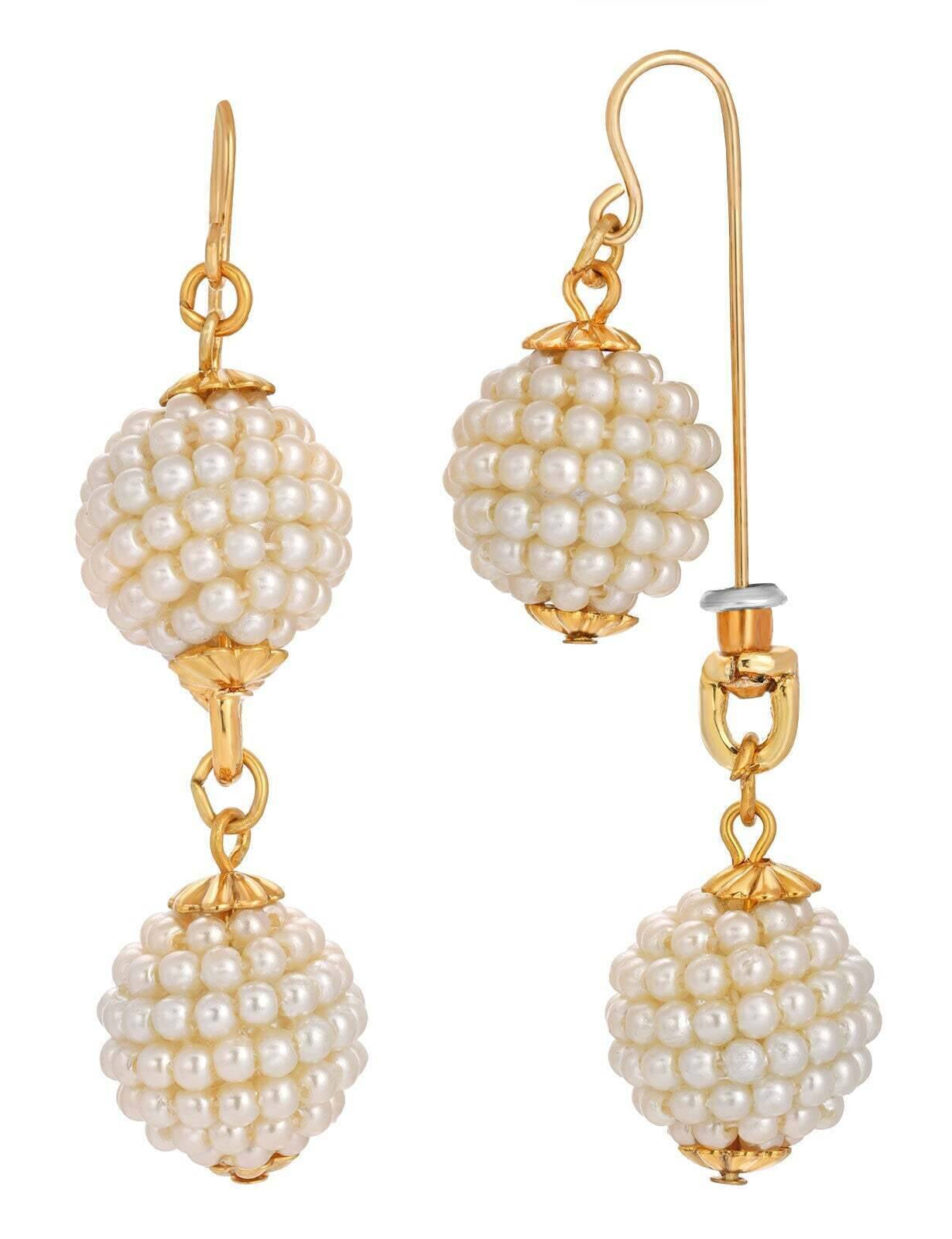 1928 Jewelry Embossed Seeded White Faux Pearl Drop Earrings