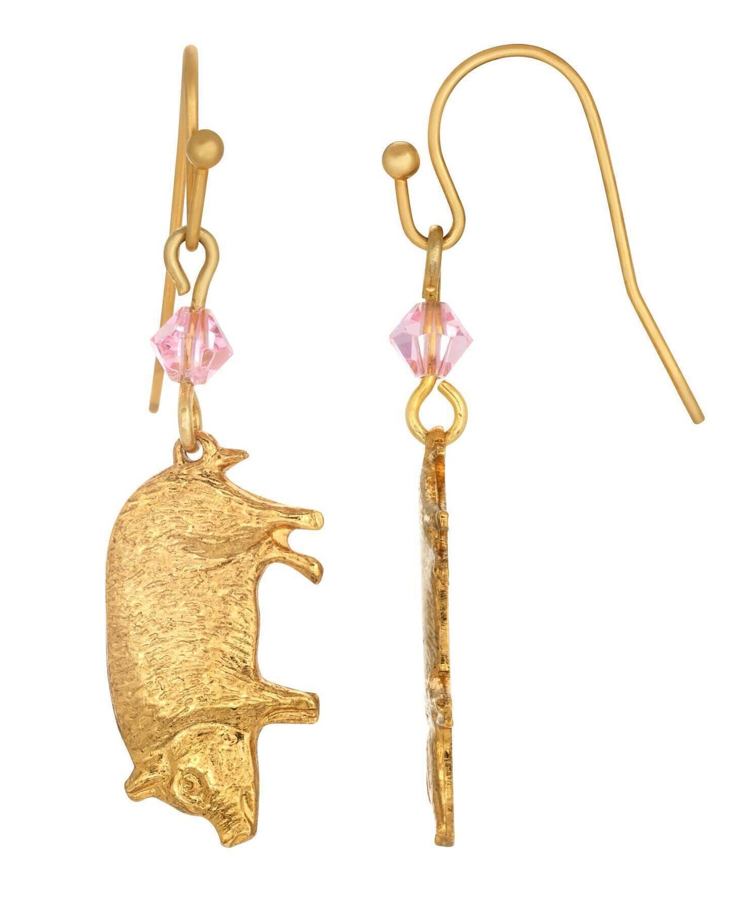 1928 Jewelry Light Rose Pink Crystal Pig Drop Earrings