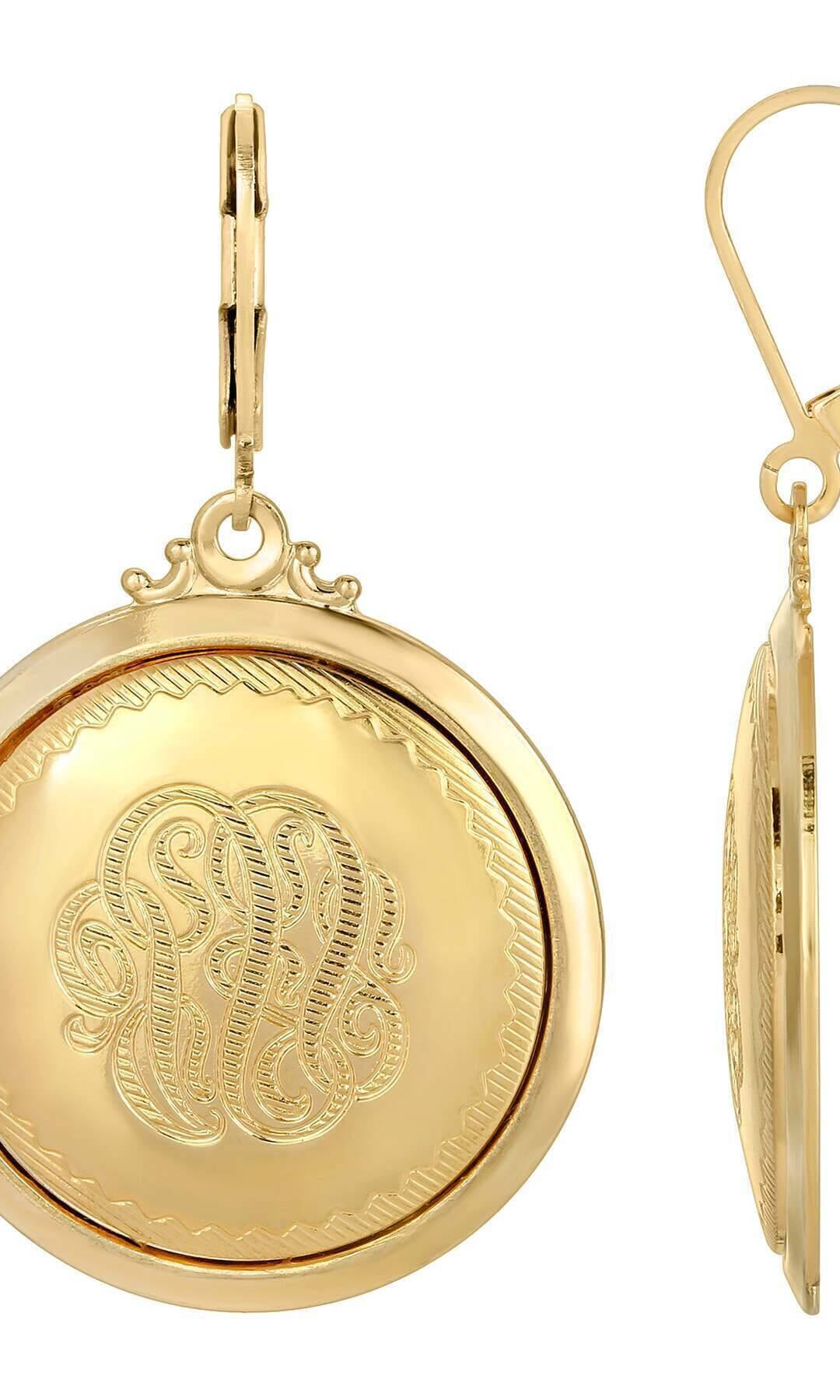 1928 Jewelry Gold Round Fancy Coin Drop Earrings