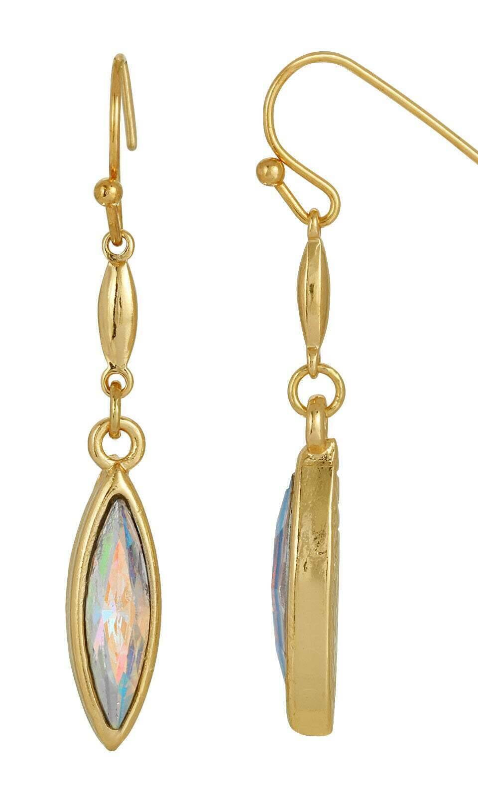 1928 Jewelry Classic Navette Crystal Wire Drop Earrings
