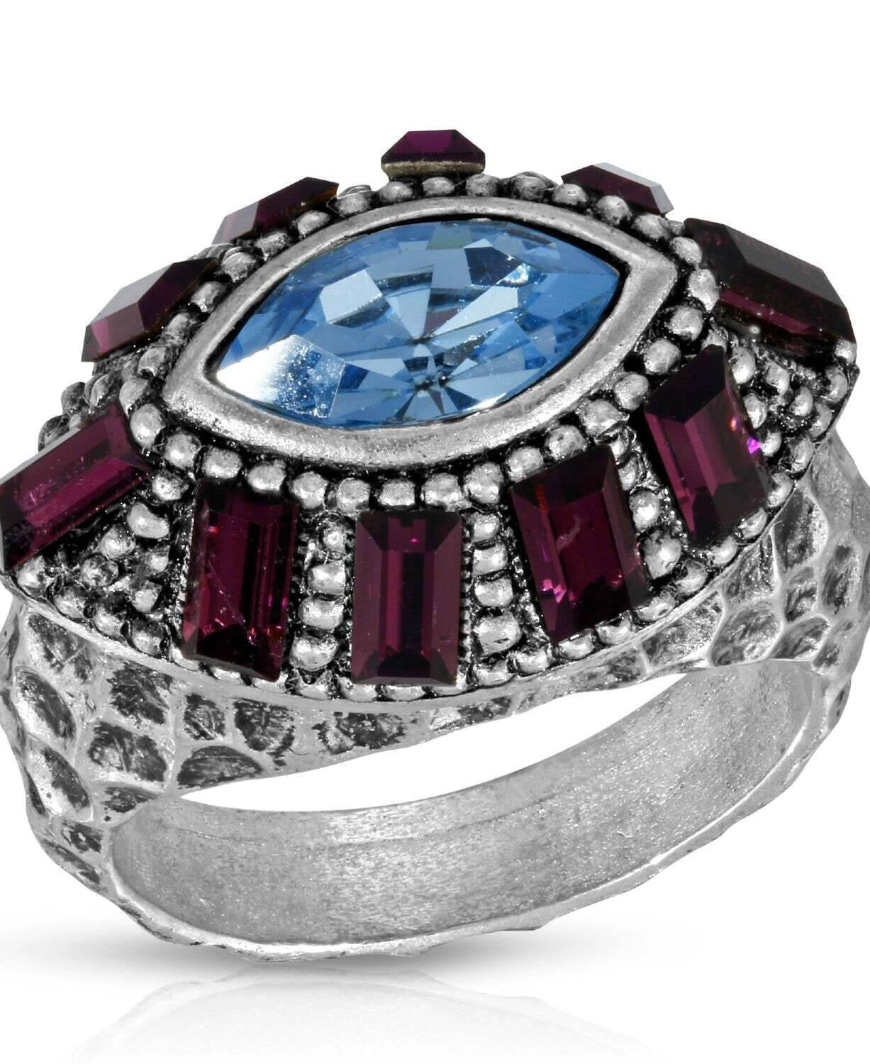 1928 Jewelry Honora Hammered Purple & Light Sapphire Crystal Ring
