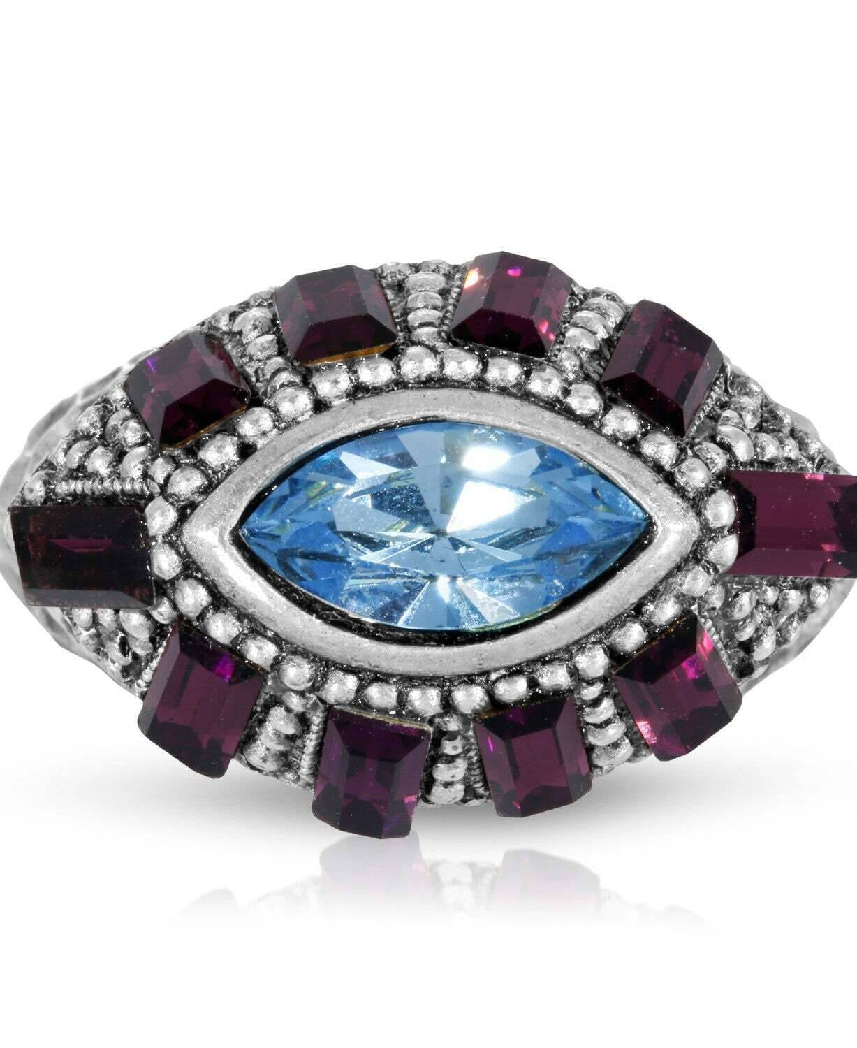 1928 Jewelry Honora Hammered Purple & Light Sapphire Crystal Ring