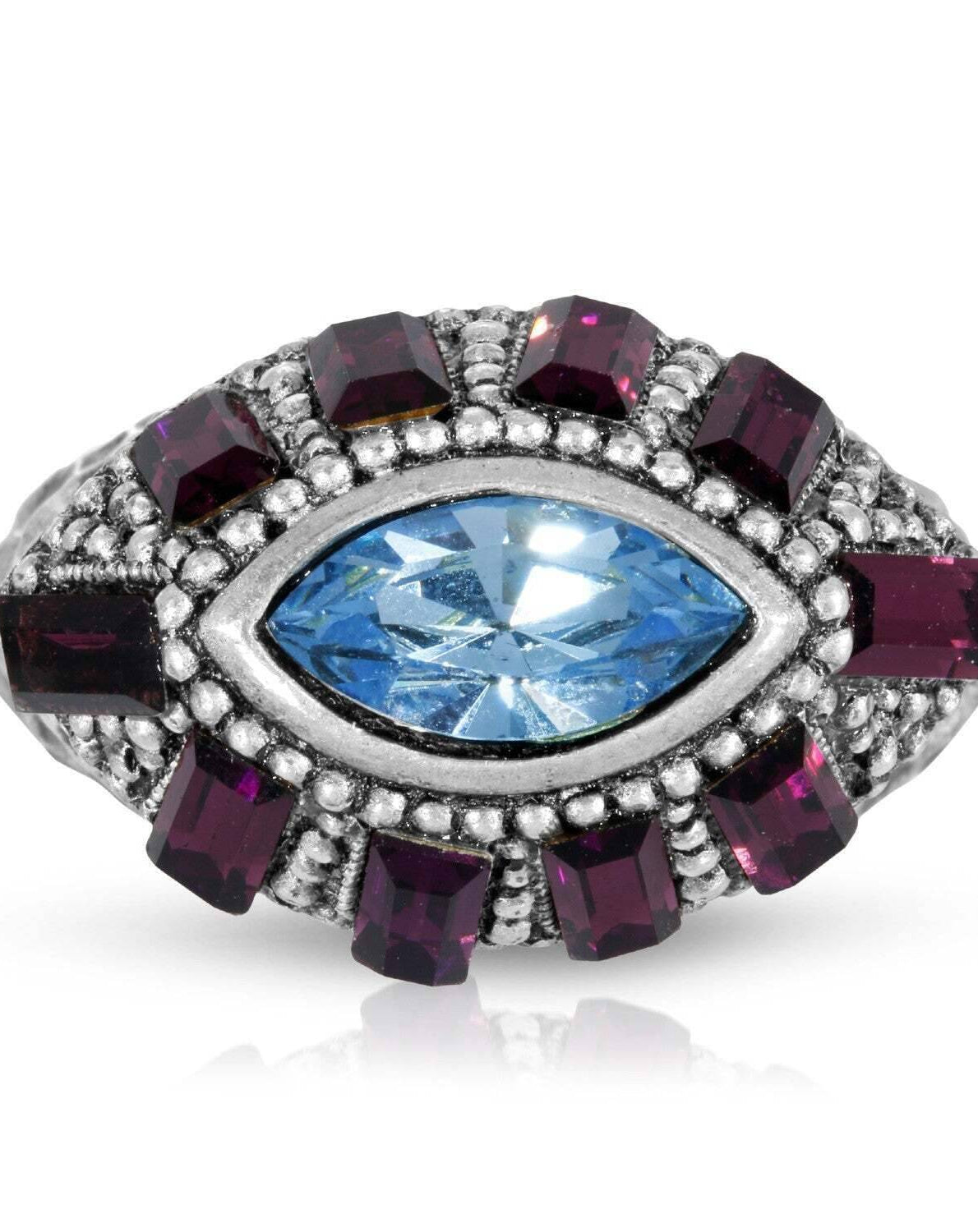 1928 Jewelry Honora Hammered Purple & Light Sapphire Crystal Ring
