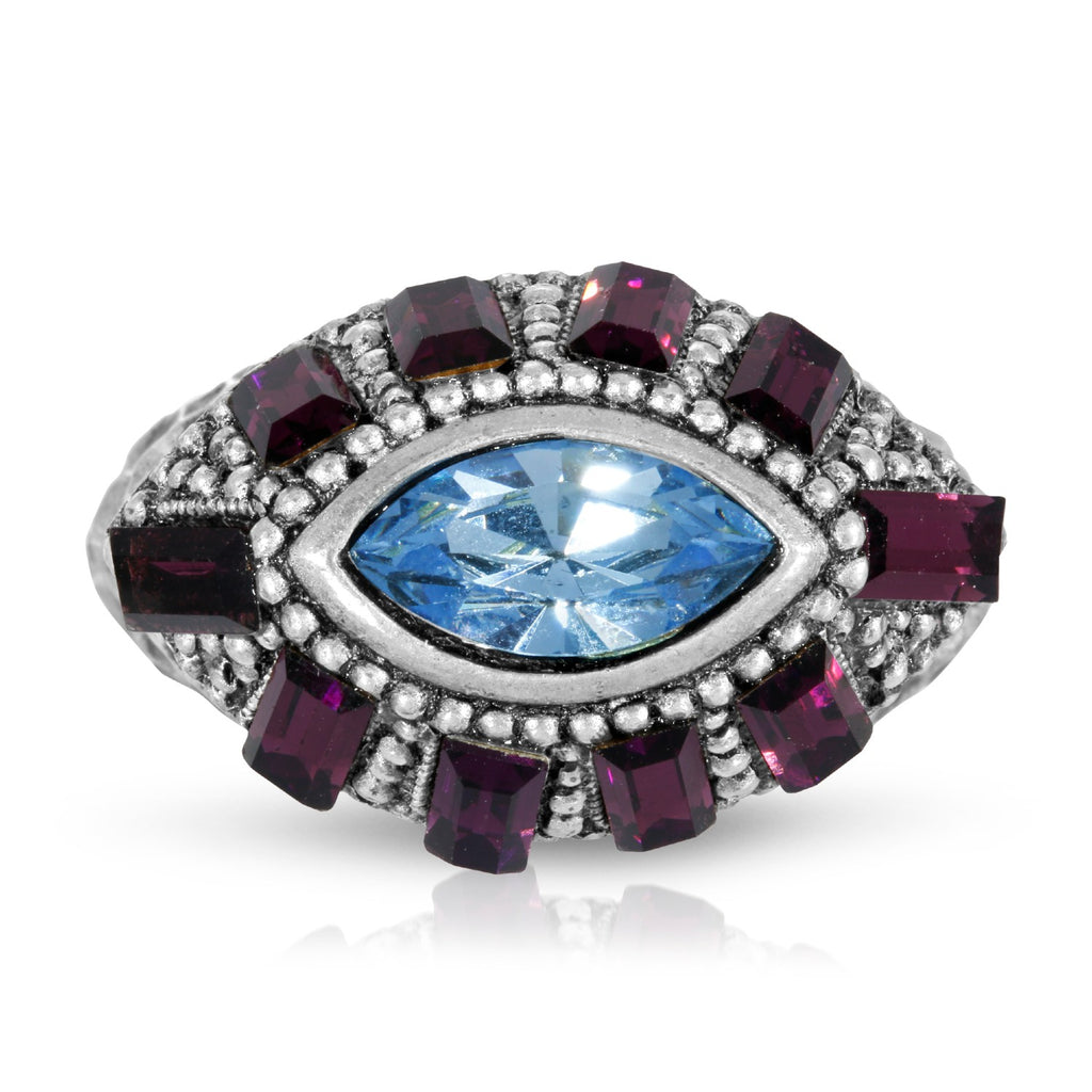 Honora Hammered Purple & Light Sapphire Crystal Ring