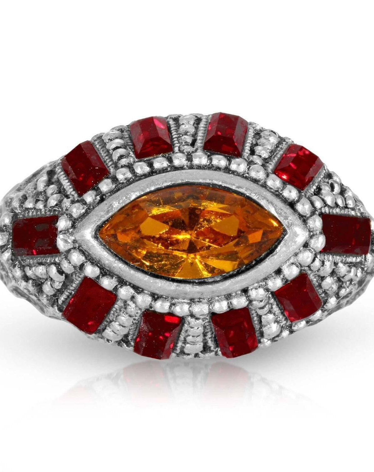 1928 Jewelry Honora Hammered Siam Red & Topaz Crystal Ring