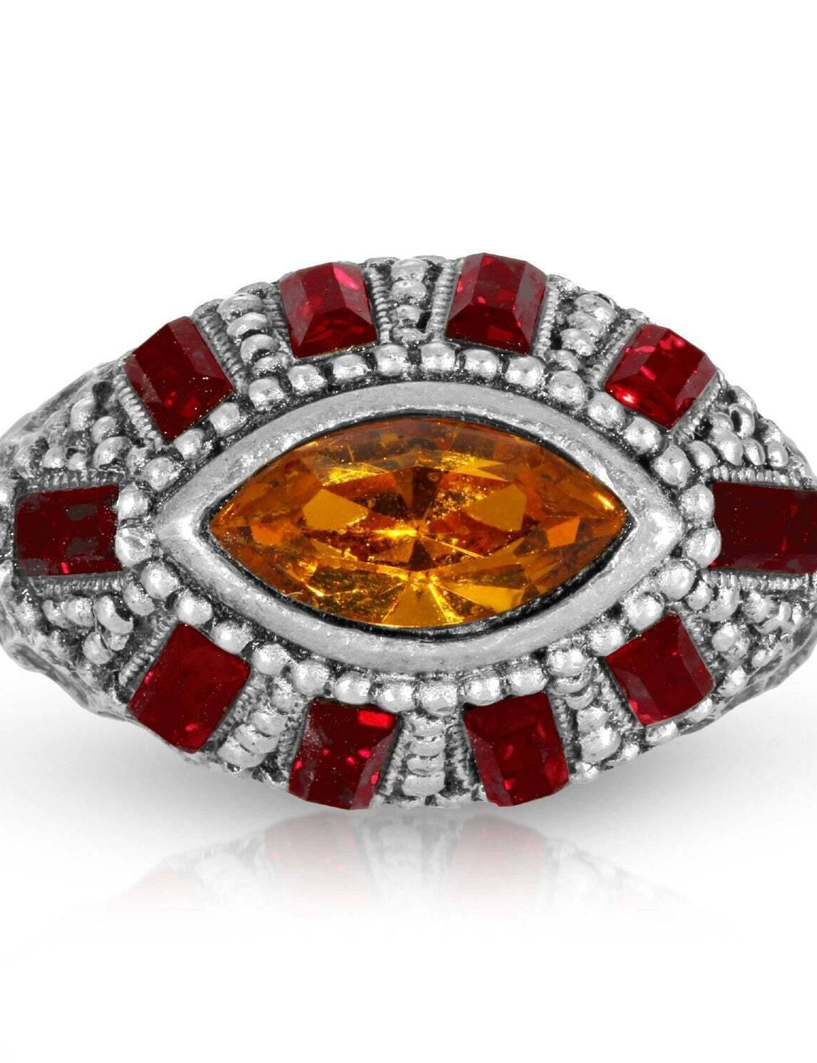1928 Jewelry Honora Hammered Siam Red & Topaz Crystal Ring