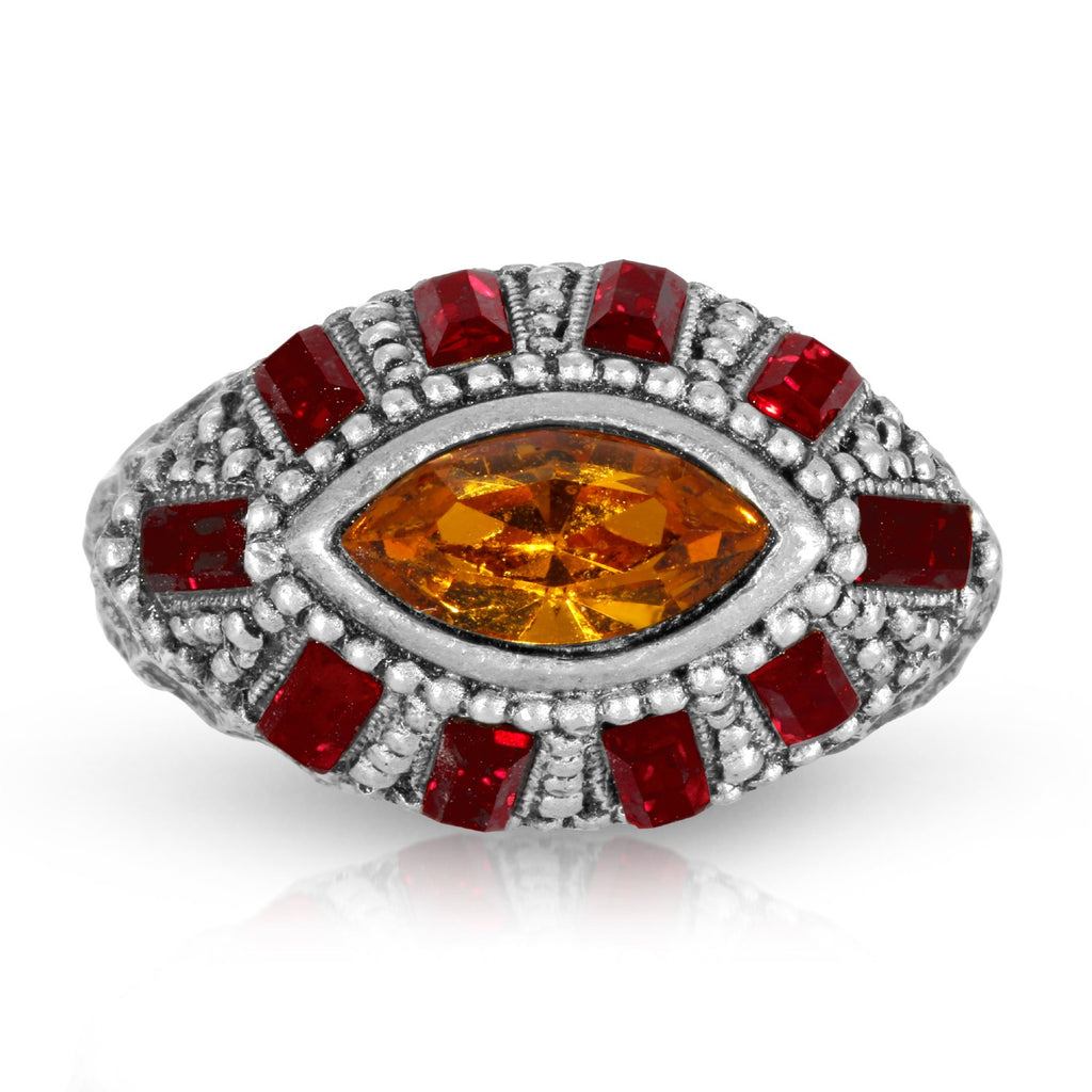 Honora Hammered Siam Red & Topaz Crystal Ring