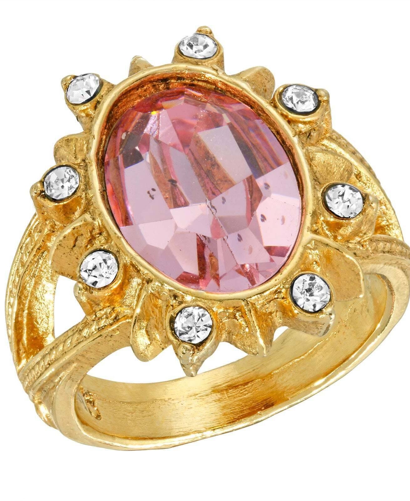 1928 Jewelry Sunburst Oval Light Pink Austrian Crystal Ring