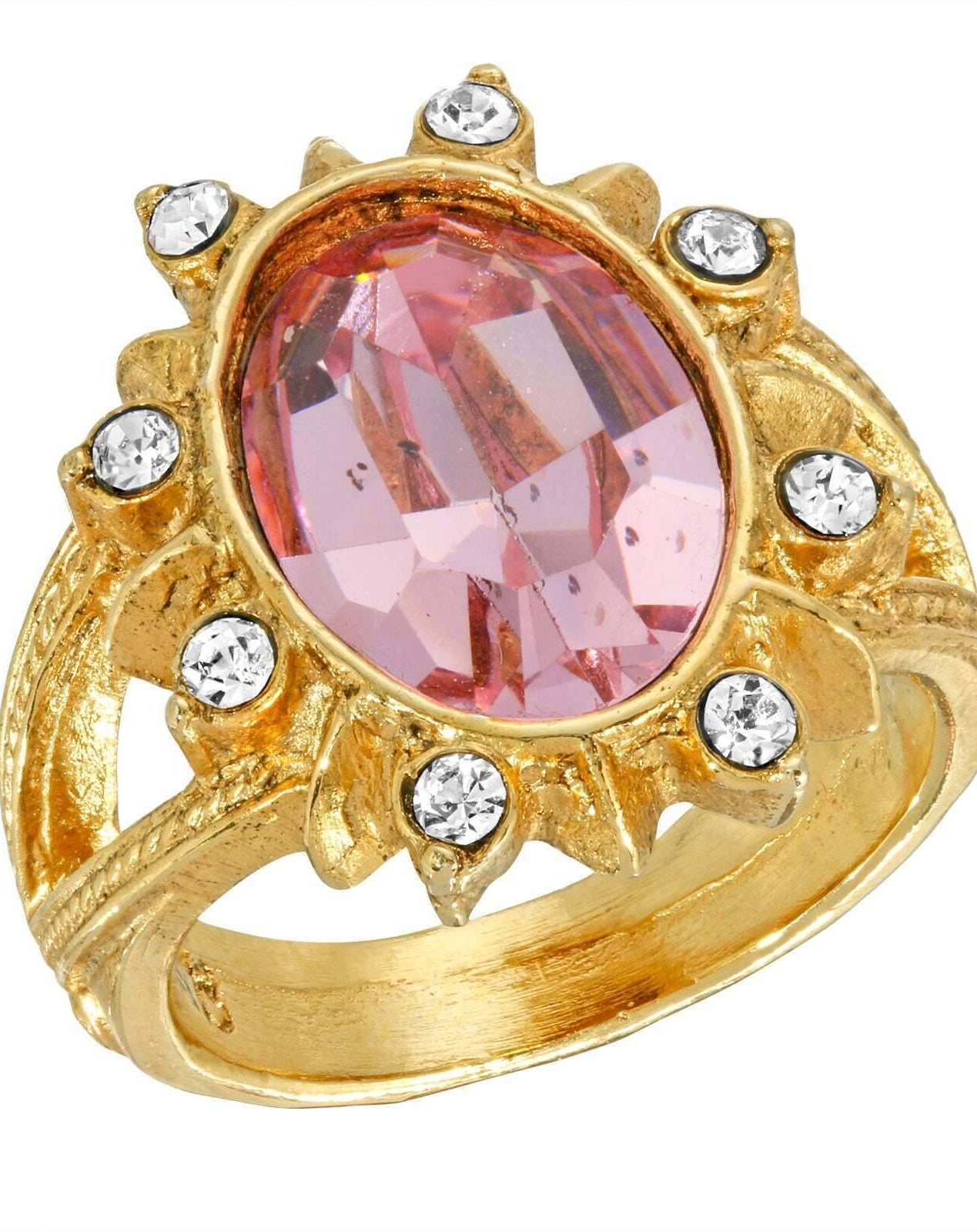 1928 Jewelry Sunburst Oval Light Pink Austrian Crystal Ring