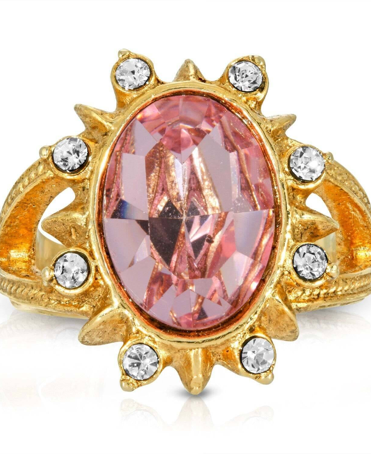 1928 Jewelry Sunburst Oval Light Pink Austrian Crystal Ring