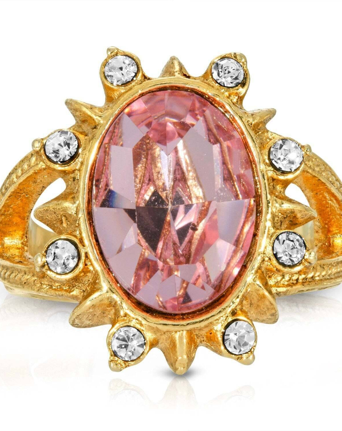 1928 Jewelry Sunburst Oval Light Pink Austrian Crystal Ring