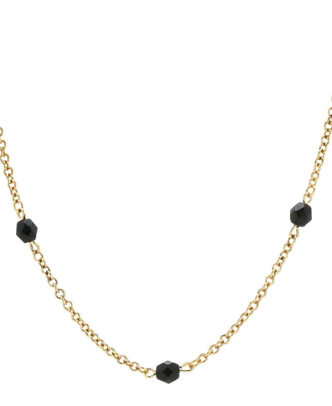 1928 Jewelry Jet Black Faceted Glass Beaded Necklace 32