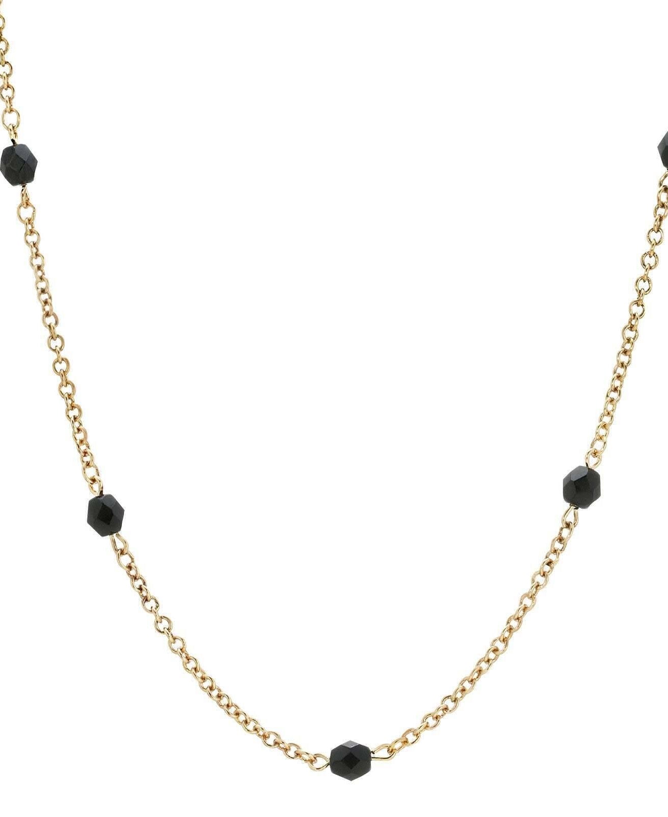 1928 Jewelry Minuit Black Glass Beaded Link Necklace 24"