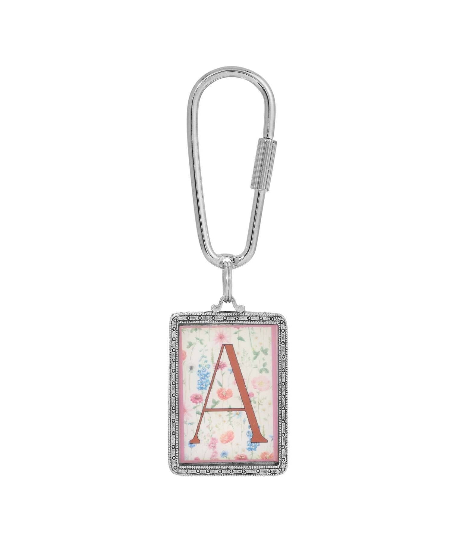 1928 Jewelry Pink Floral Motif Initial Carabiner Key Chain