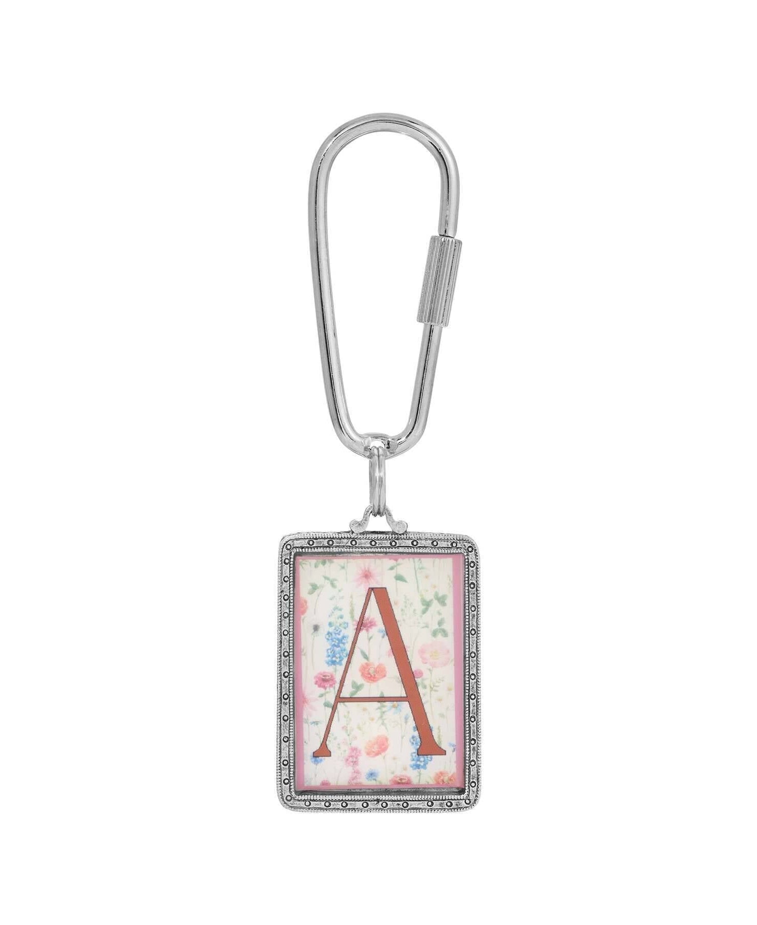 1928 Jewelry Pink Floral Motif Initial Carabiner Key Chain