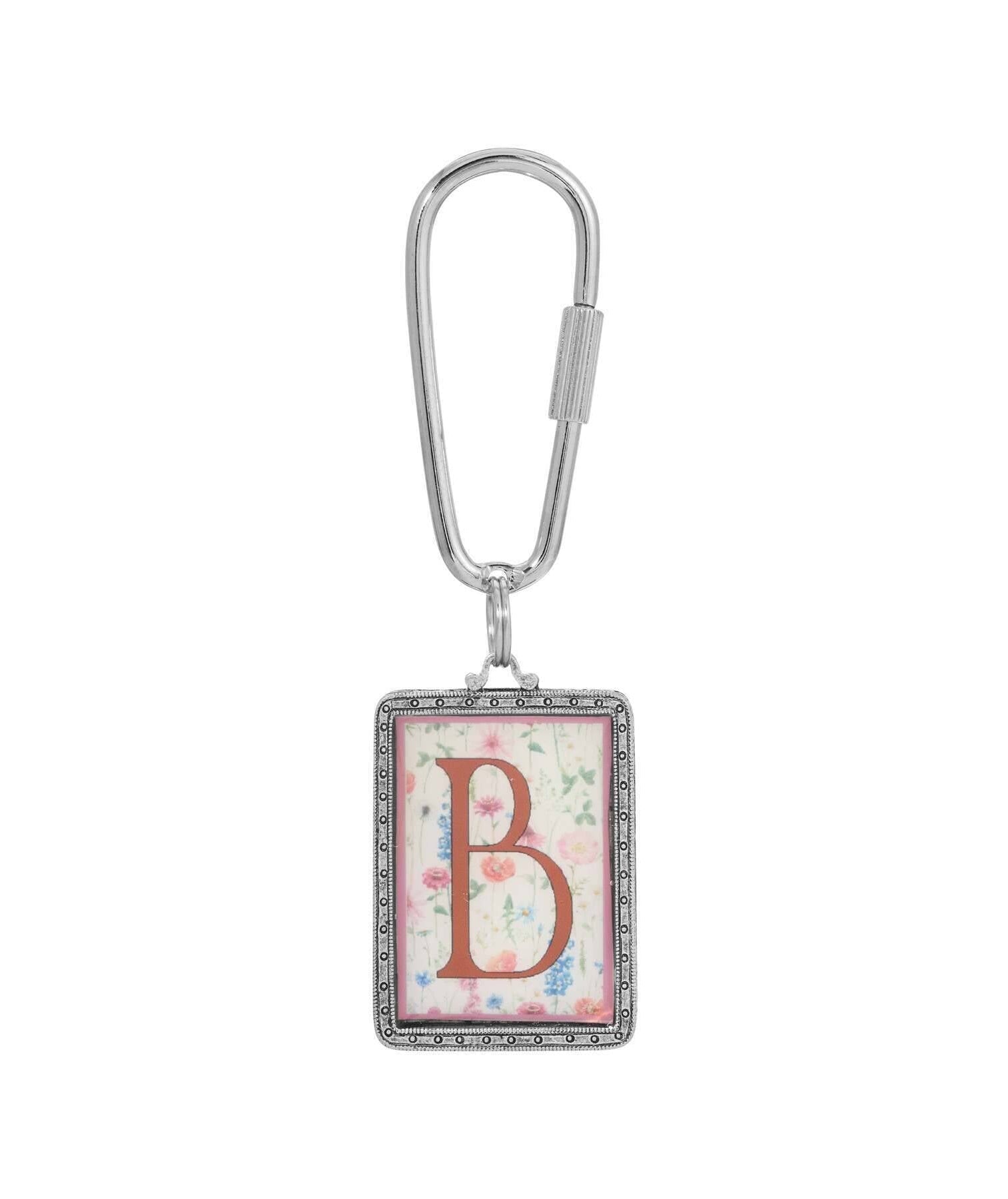 1928 Jewelry Pink Floral Motif Initial Carabiner Key Chain