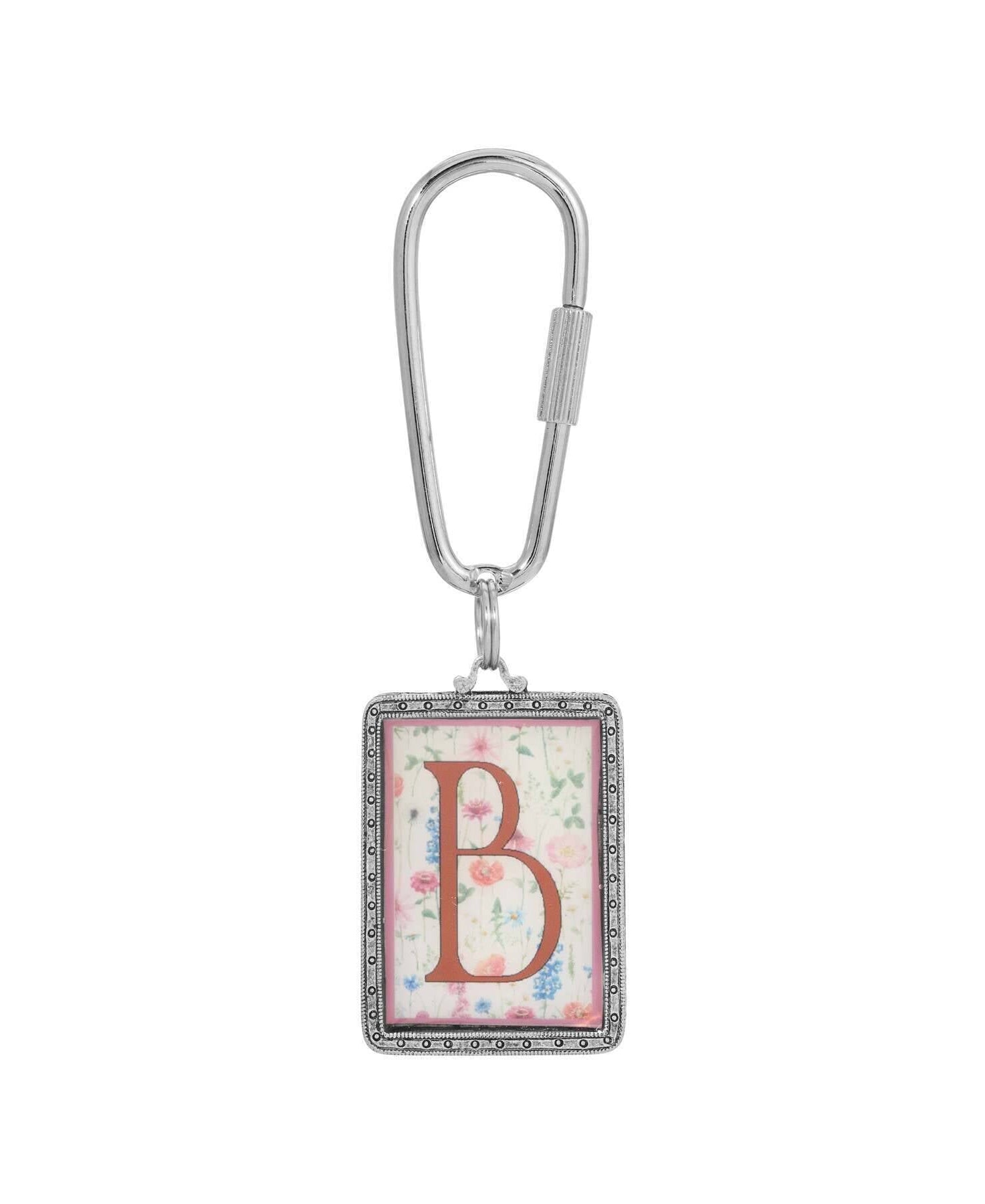 1928 Jewelry Pink Floral Motif Initial Carabiner Key Chain