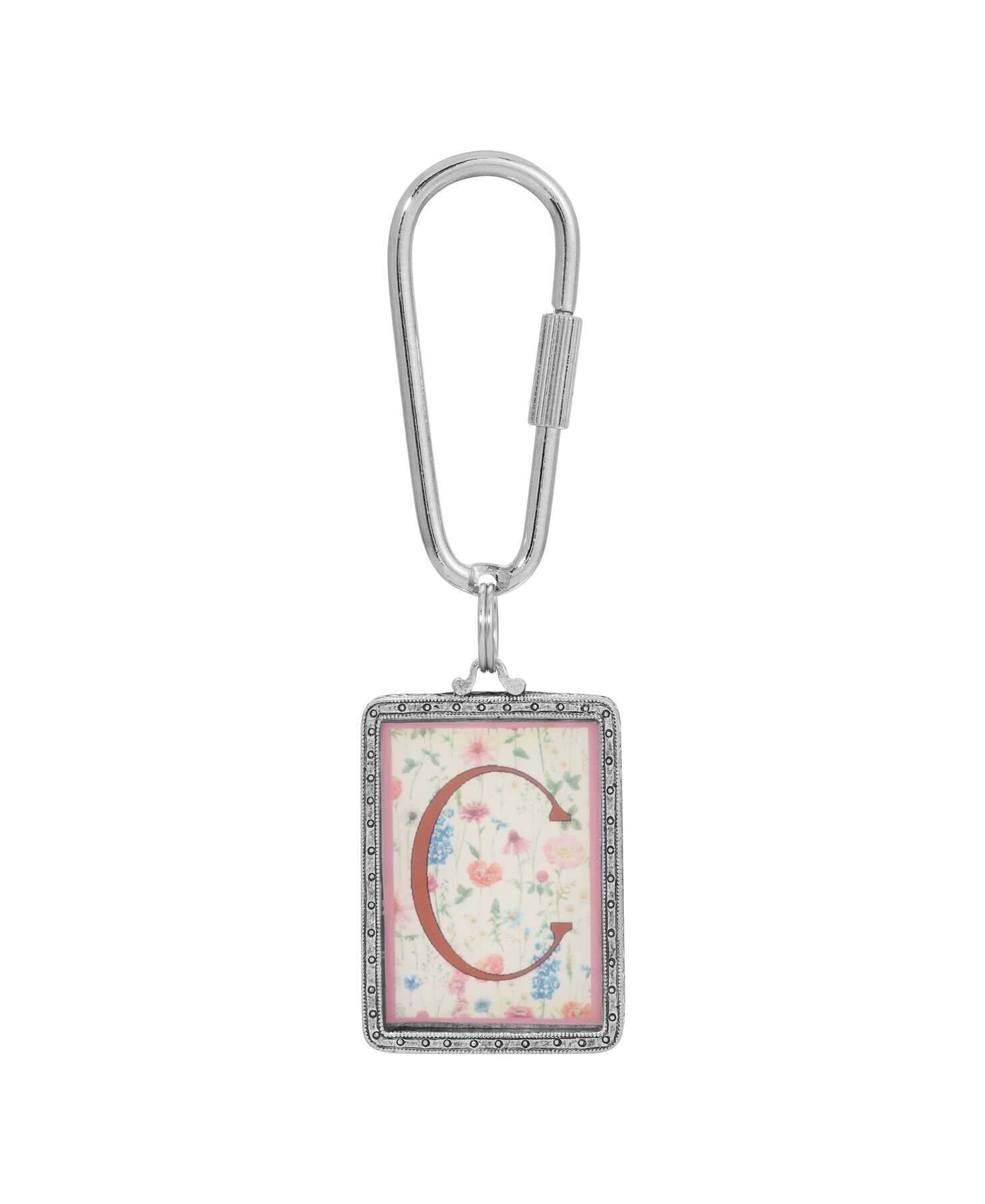 1928 Jewelry Pink Floral Motif Initial Carabiner Key Chain