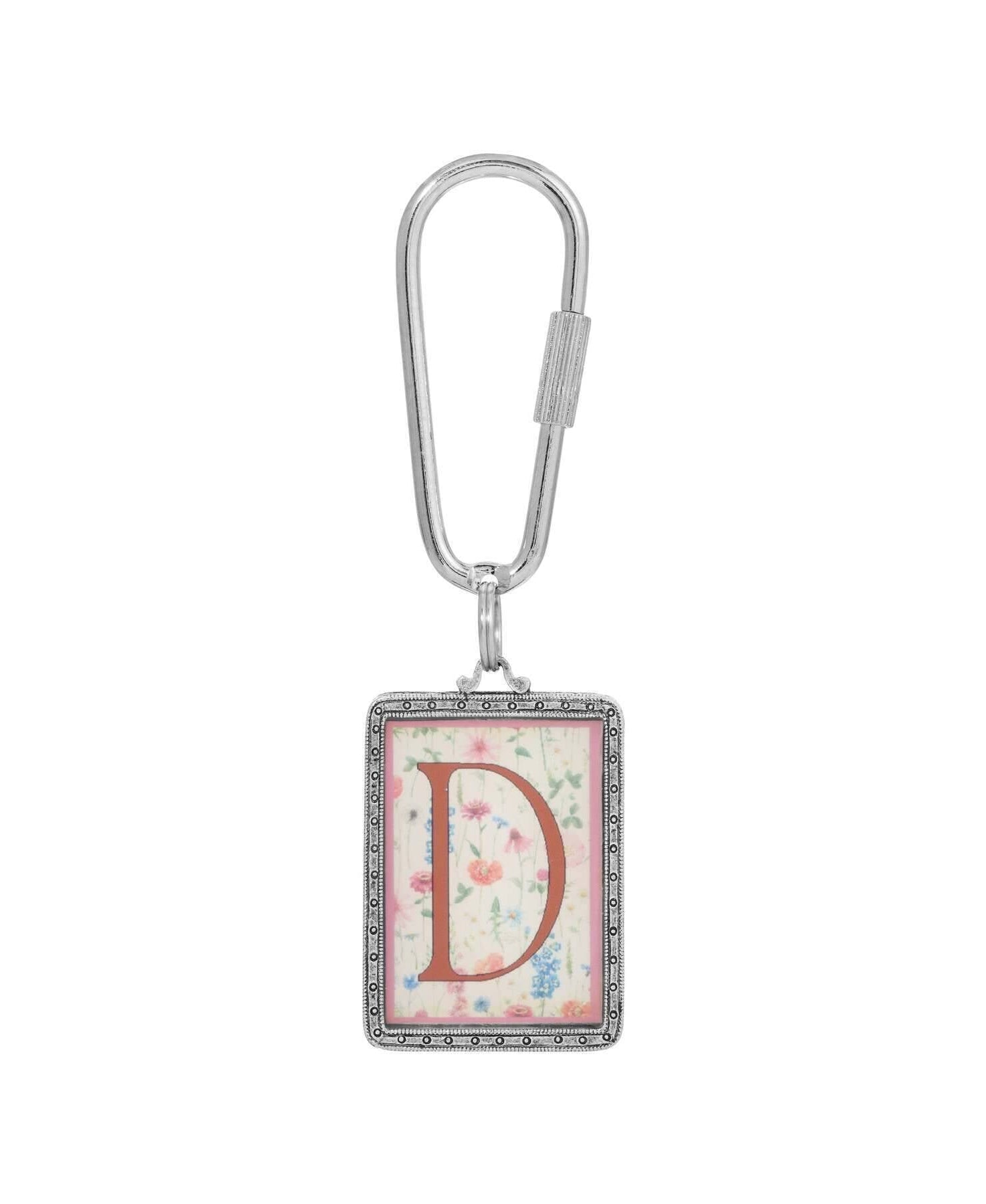 1928 Jewelry Pink Floral Motif Initial Carabiner Key Chain