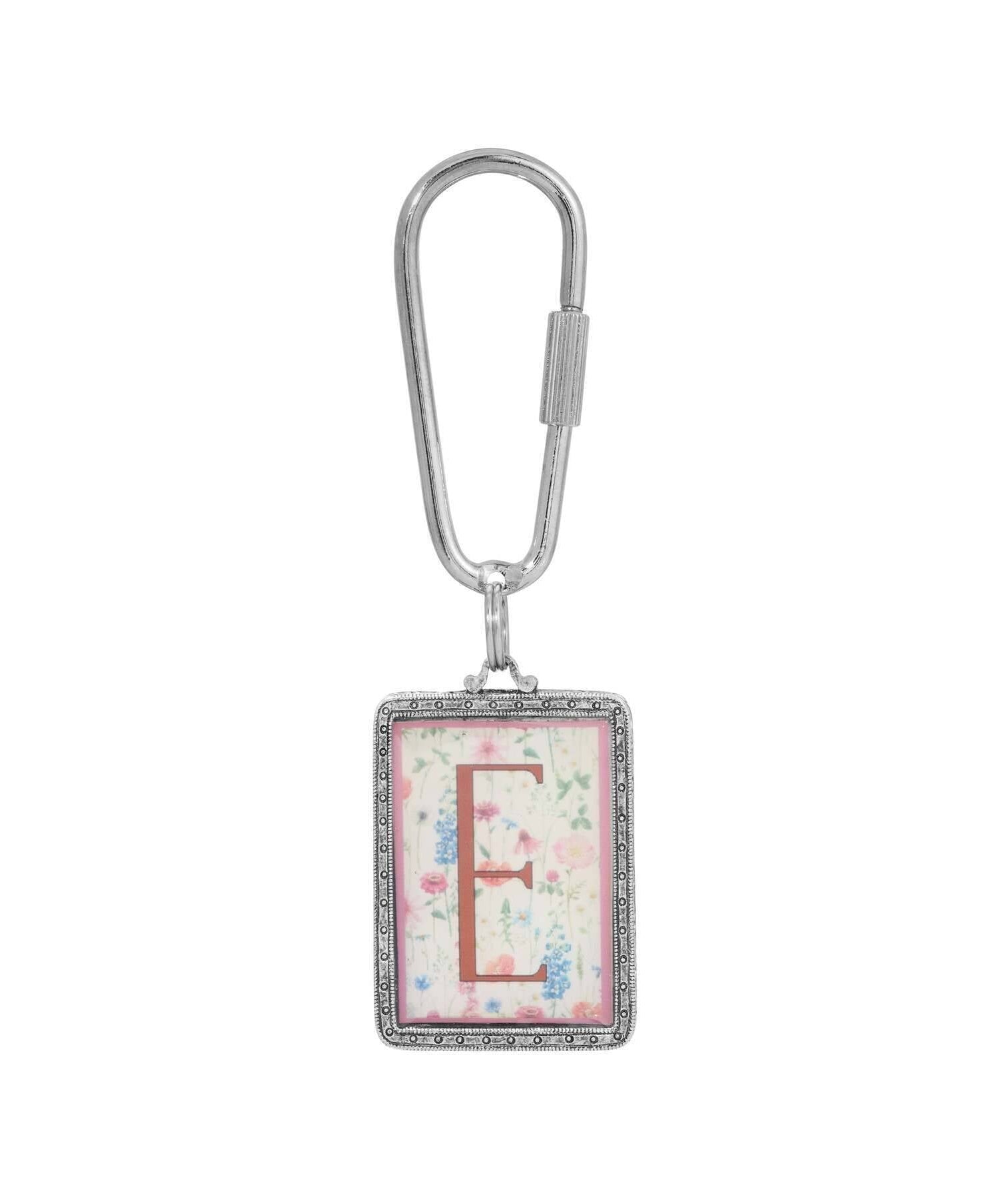 1928 Jewelry Pink Floral Motif Initial Carabiner Key Chain