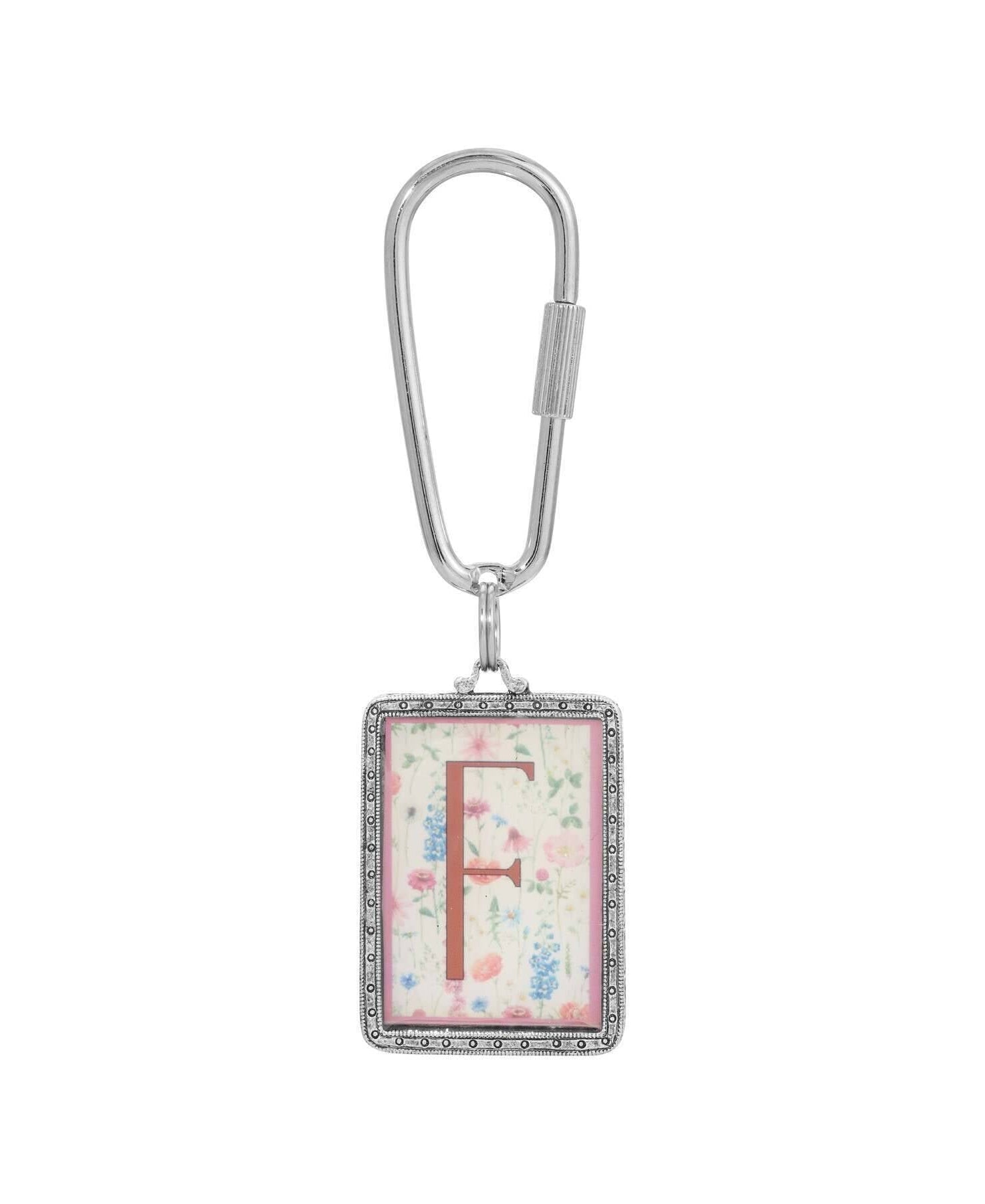 1928 Jewelry Pink Floral Motif Initial Carabiner Key Chain