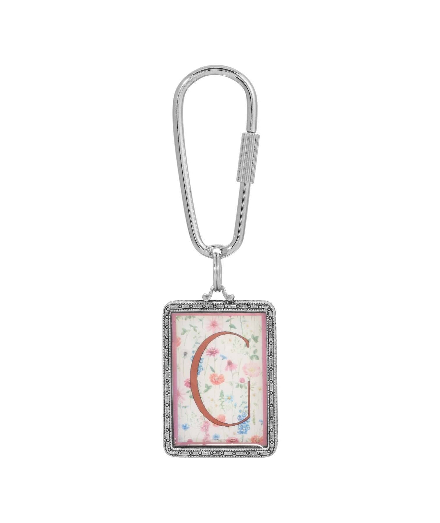 1928 Jewelry Pink Floral Motif Initial Carabiner Key Chain